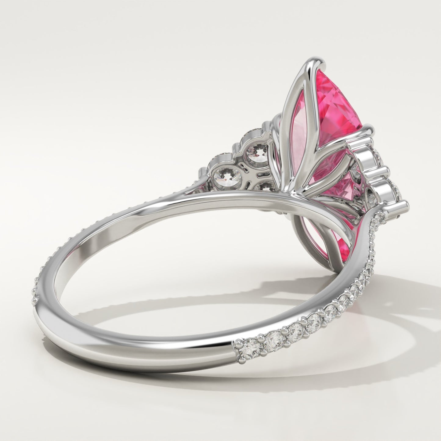 2.5 CT Marquise Cut Cluster Lab-Grown Pink Tourmaline Gemstone Engagement Ring