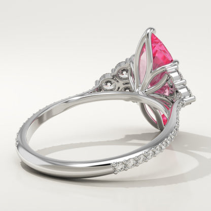 2.5 CT Marquise Cut Cluster Lab-Grown Pink Tourmaline Gemstone Engagement Ring