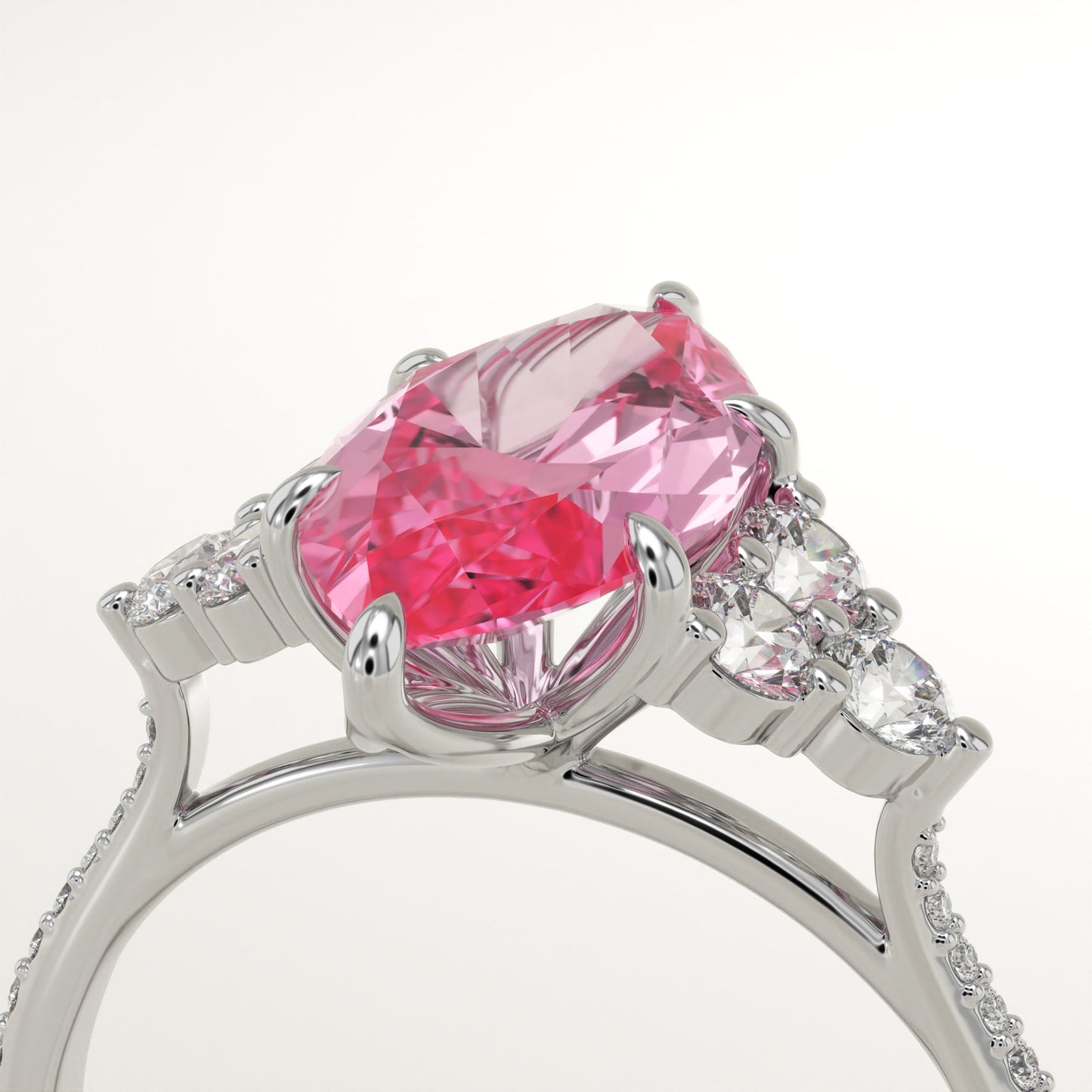 2.5 CT Marquise Cut Cluster Lab-Grown Pink Tourmaline Gemstone Engagement Ring