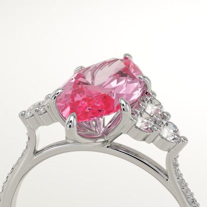 2.5 CT Marquise Cut Cluster Lab-Grown Pink Tourmaline Gemstone Engagement Ring