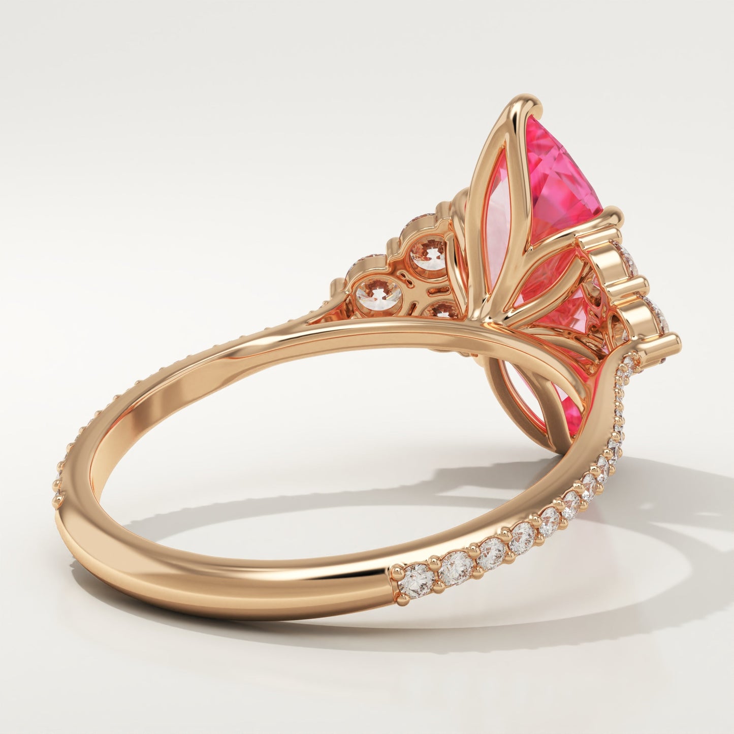 2.5 CT Marquise Cut Cluster Lab-Grown Pink Tourmaline Gemstone Engagement Ring