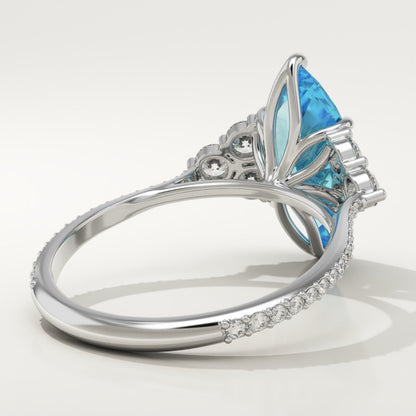 2.5 CT Marquise Cut Cluster Lab-Grown Blue Topaz Gemstone Engagement Ring