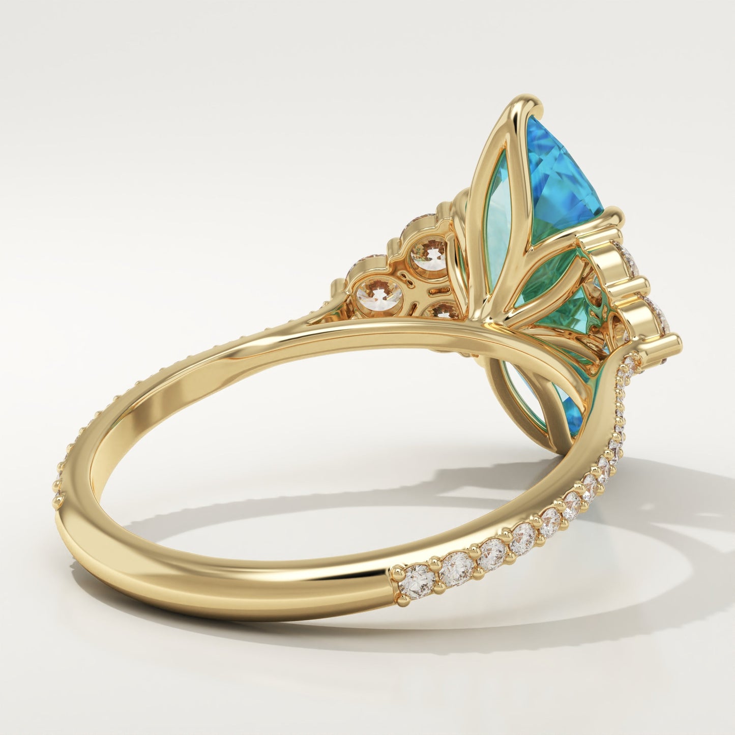 2.5 CT Marquise Cut Cluster Lab-Grown Blue Topaz Gemstone Engagement Ring