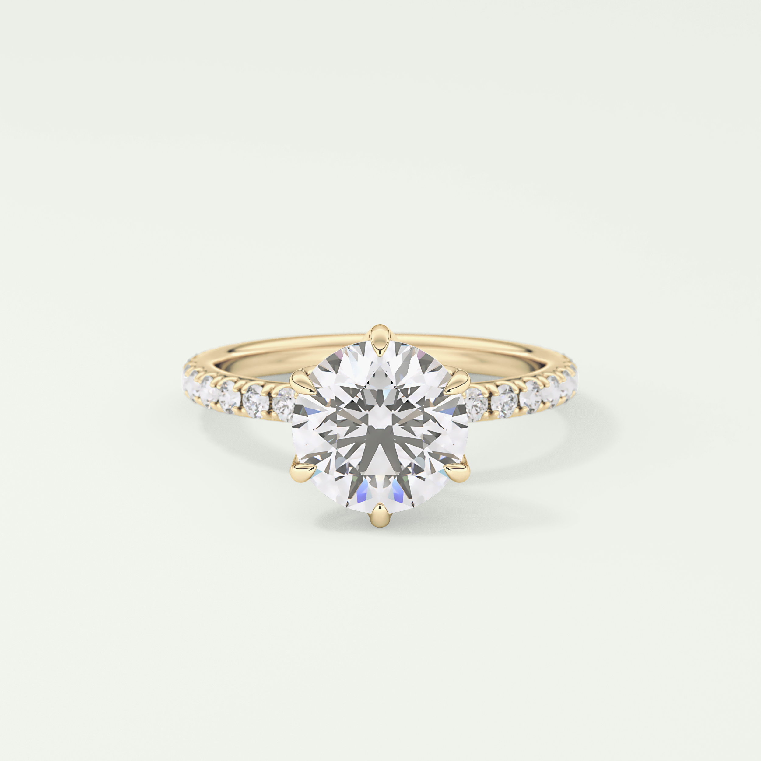 1.5  CT Round Cut Pave Lab Grown Diamond Engagement Ring