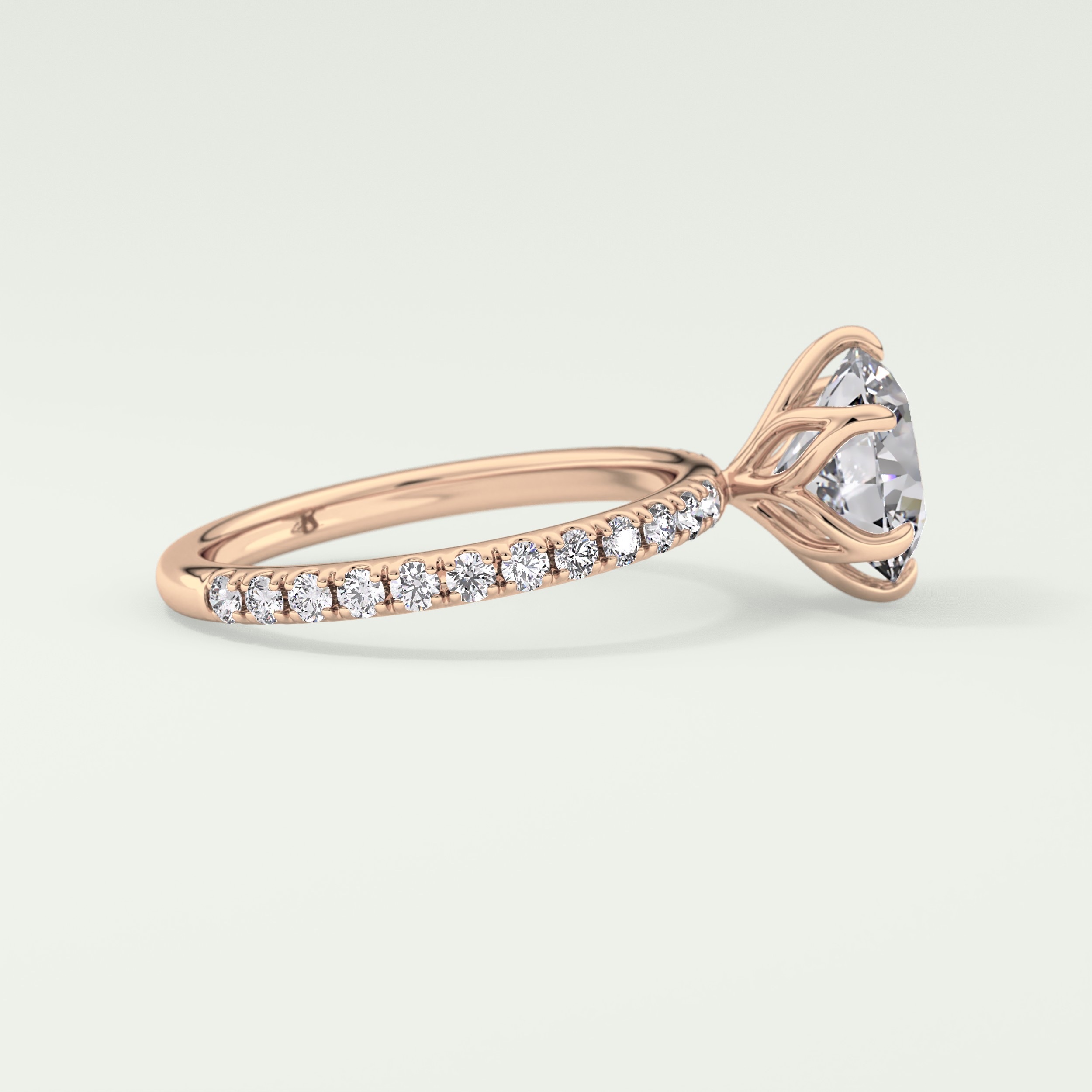 1.5  CT Round Cut Pave Lab-Grown Diamond Engagement Ring 9