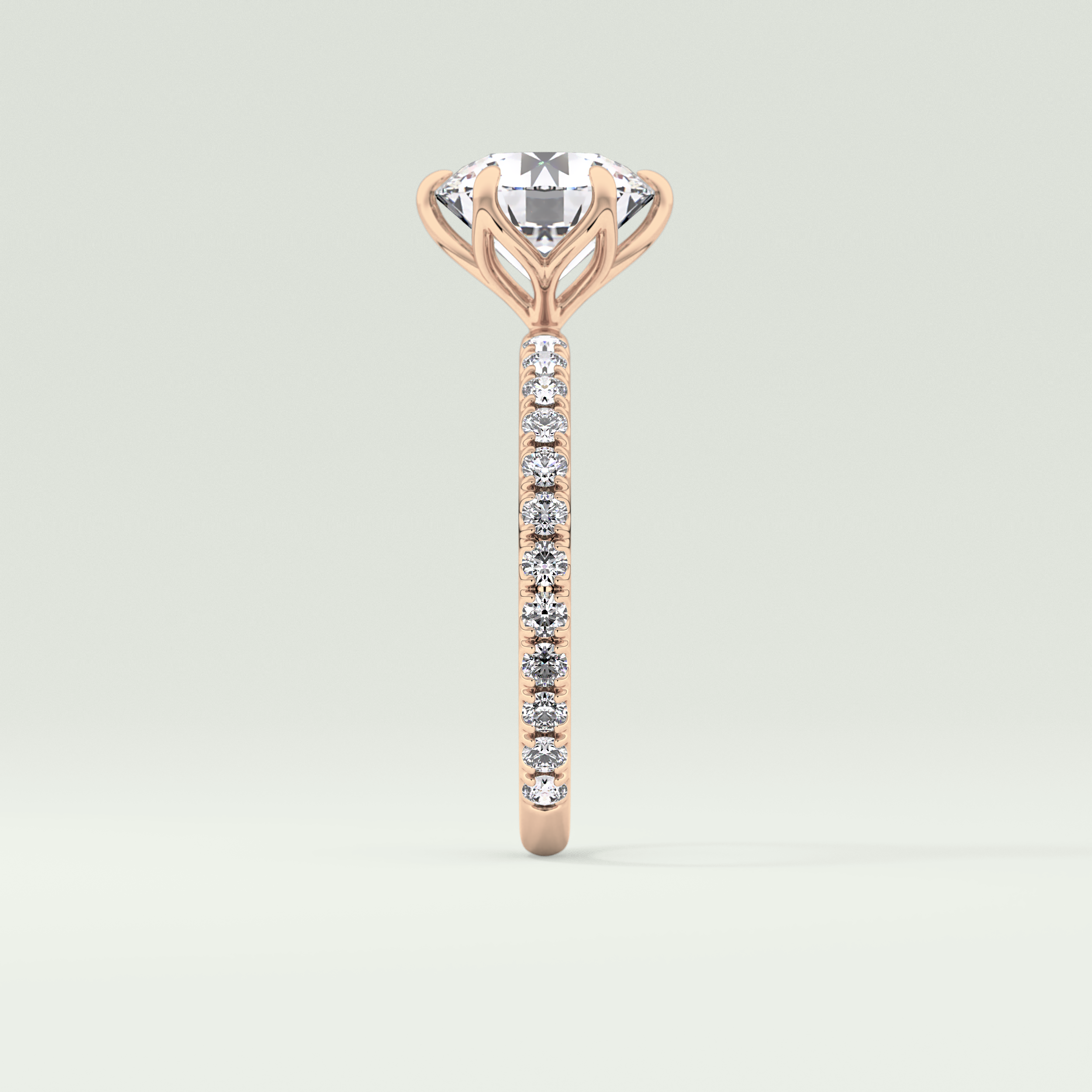1.5  CT Pave Engagement Ring Round Cut Moissanite