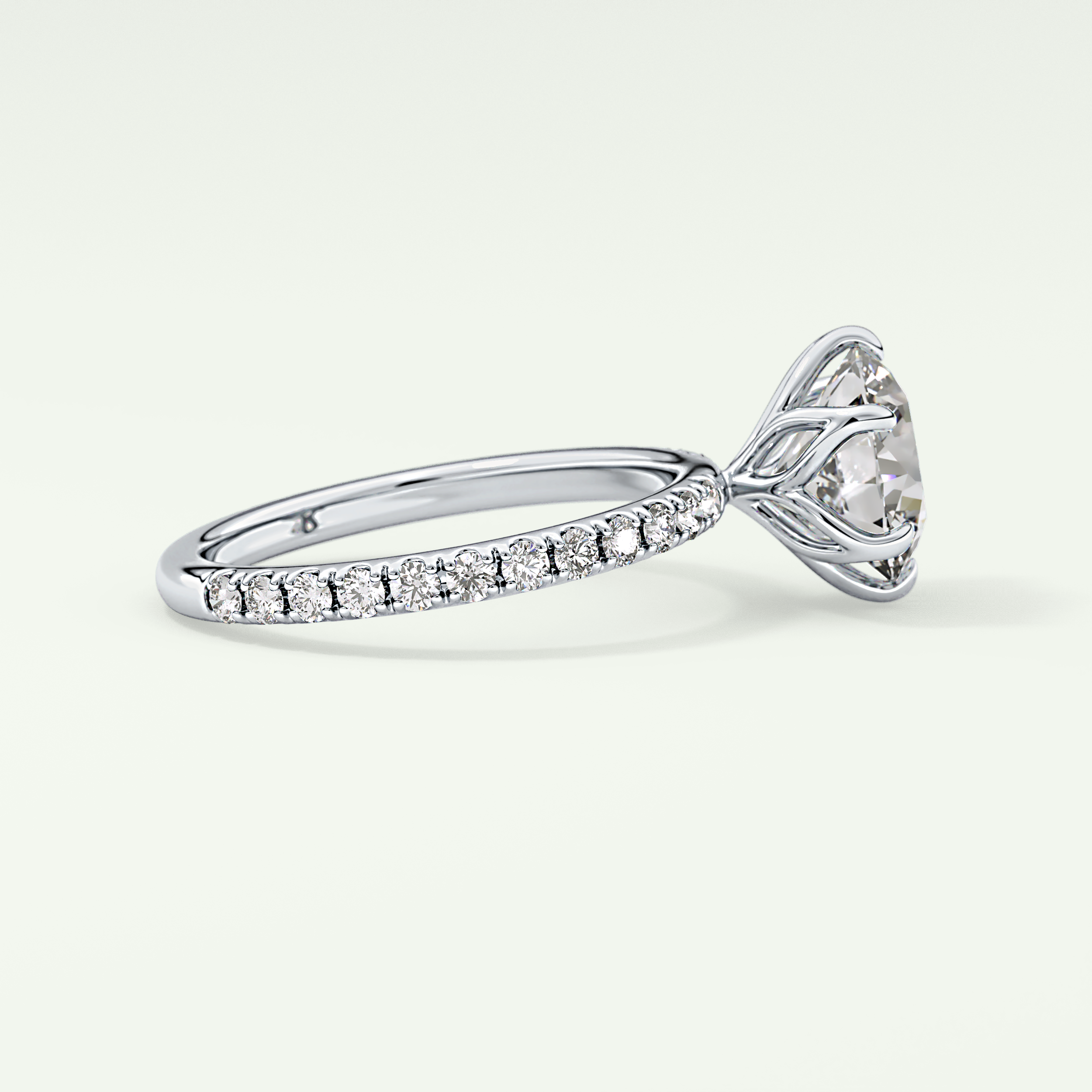 1.5  CT Round Cut Pave Lab-Grown Diamond Engagement Ring 15