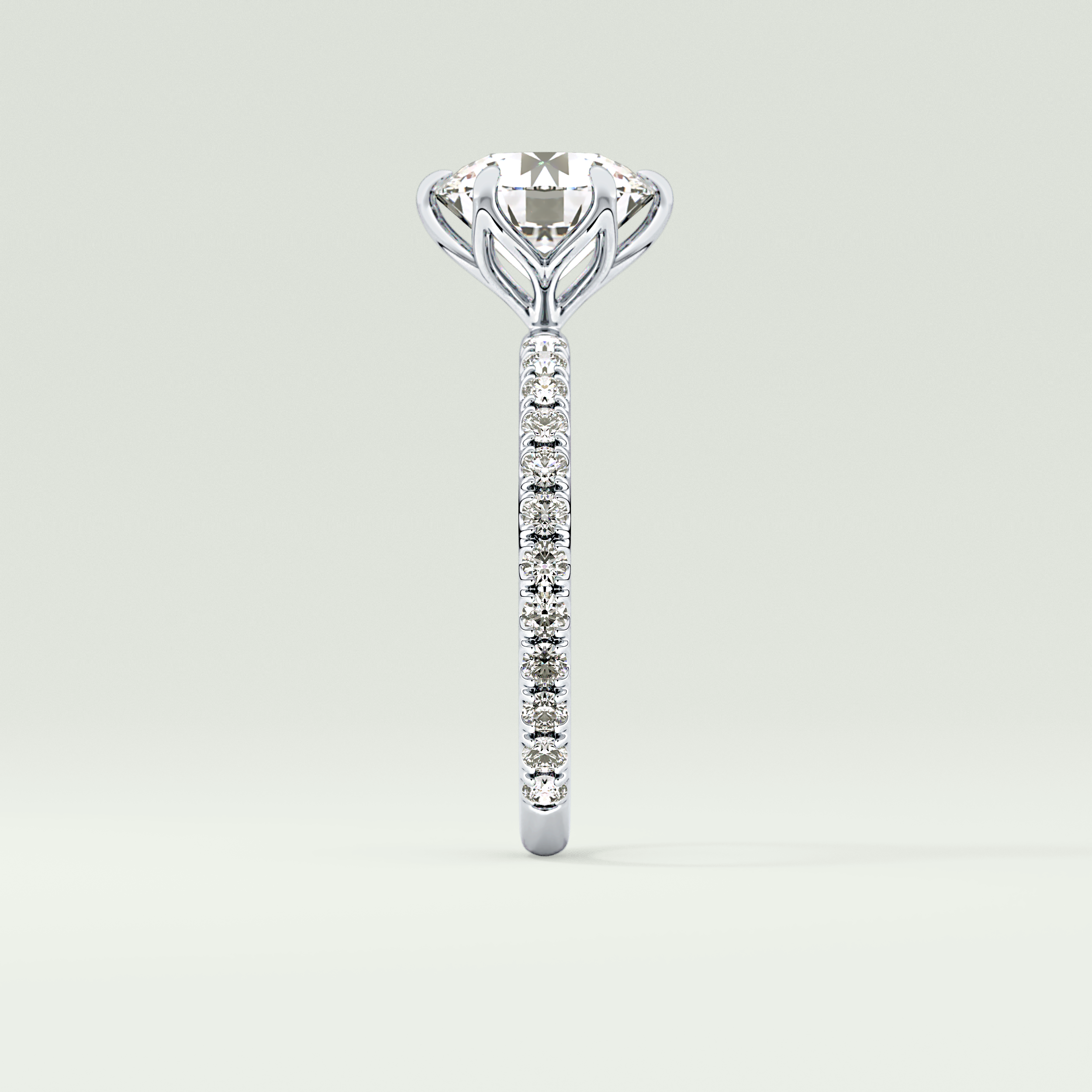 1.5  CT Round Cut Pave Lab-Grown Diamond Engagement Ring 16