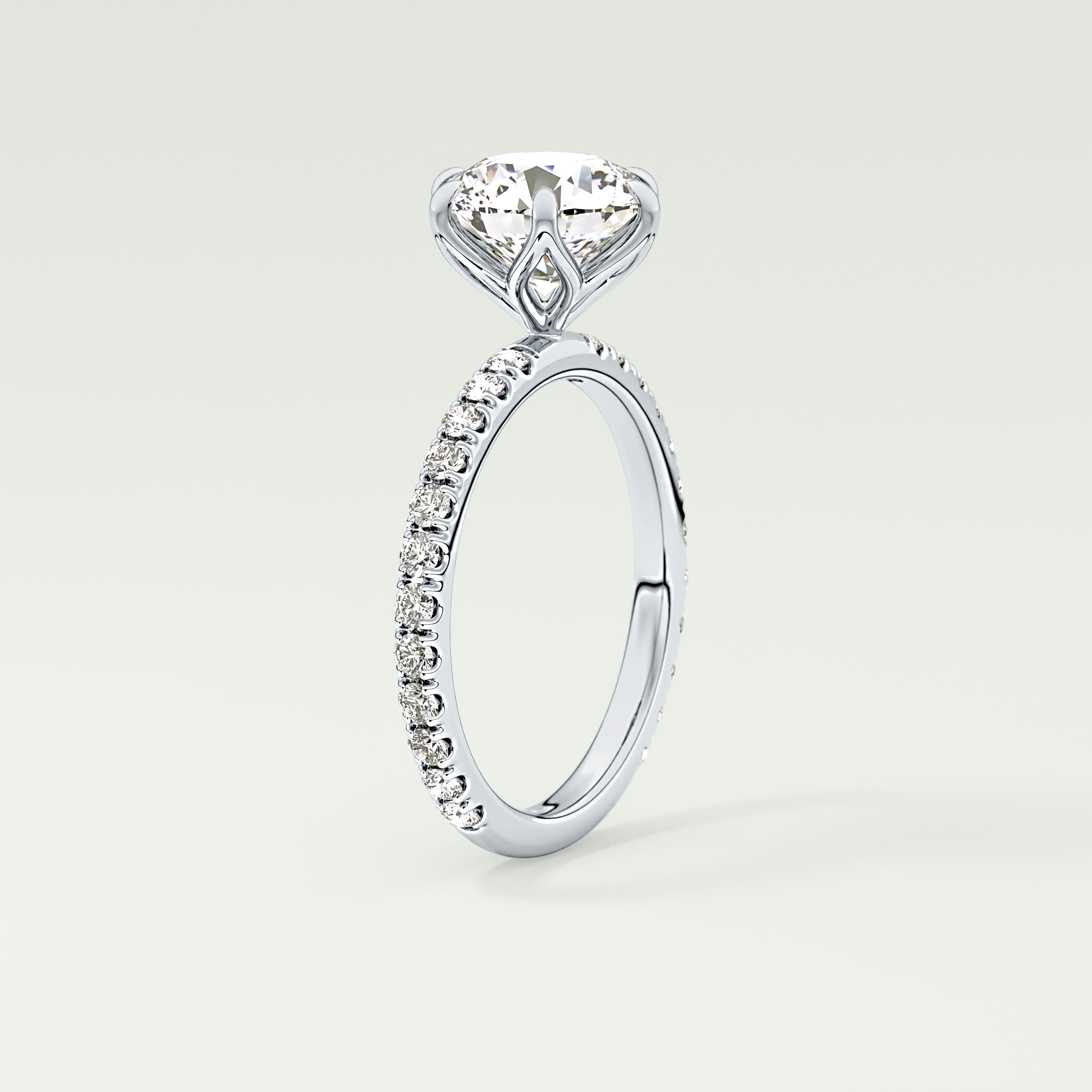1.5  CT Round Cut Pave Lab-Grown Diamond Engagement Ring 17