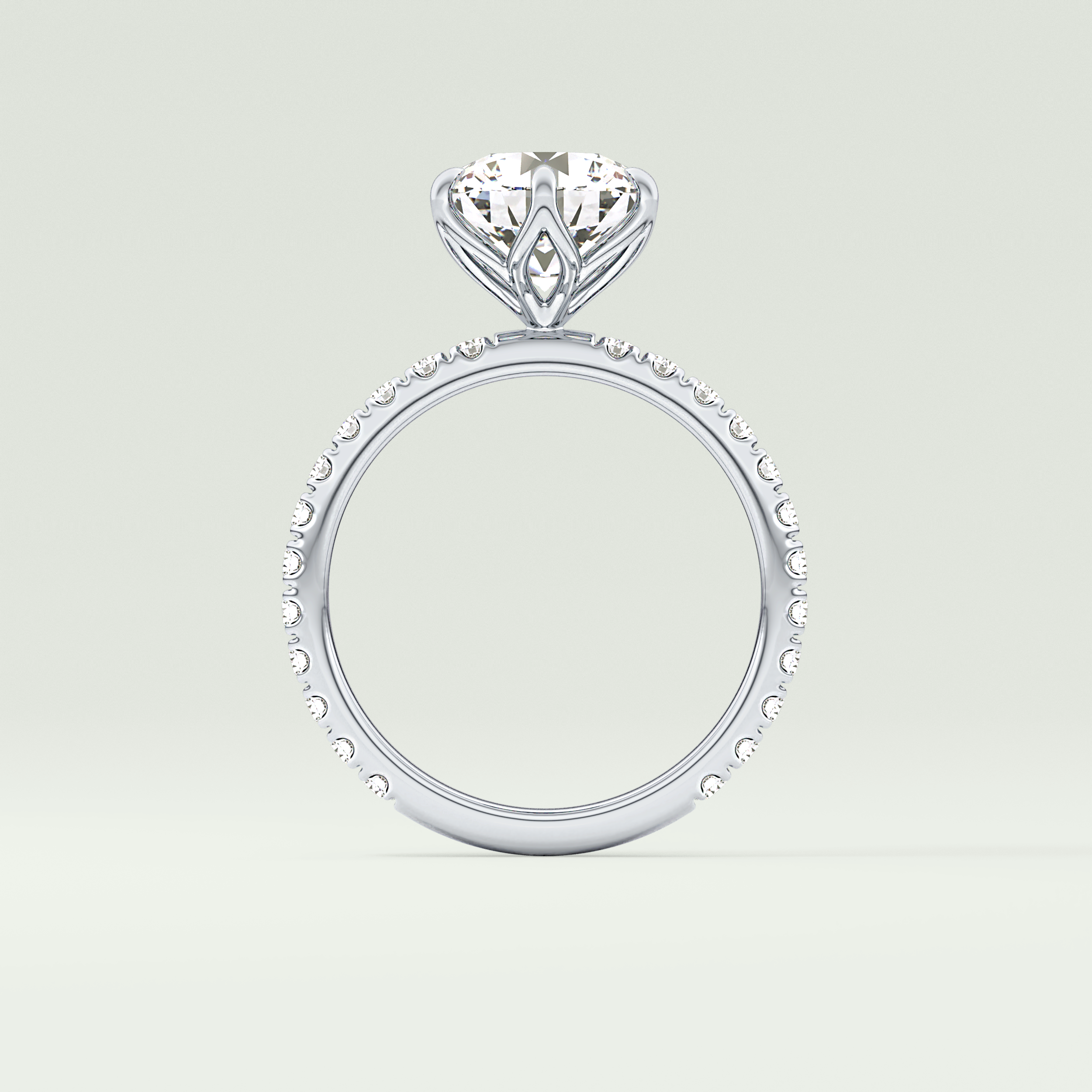 1.5  CT Round Cut Pave Lab-Grown Diamond Engagement Ring 18