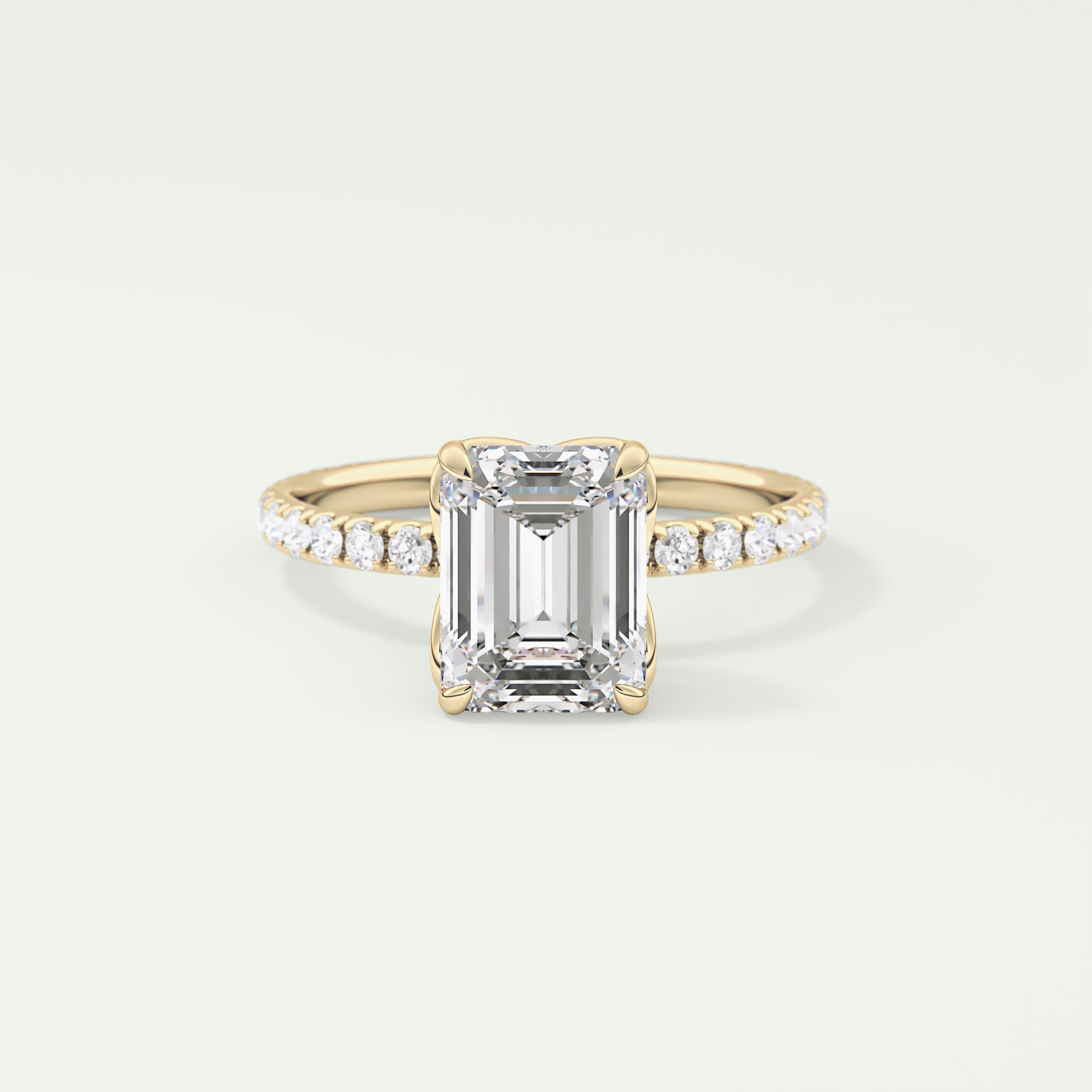 1.75 CT Emerald Cut Pave Lab-Grown Diamond Engagement Ring 1