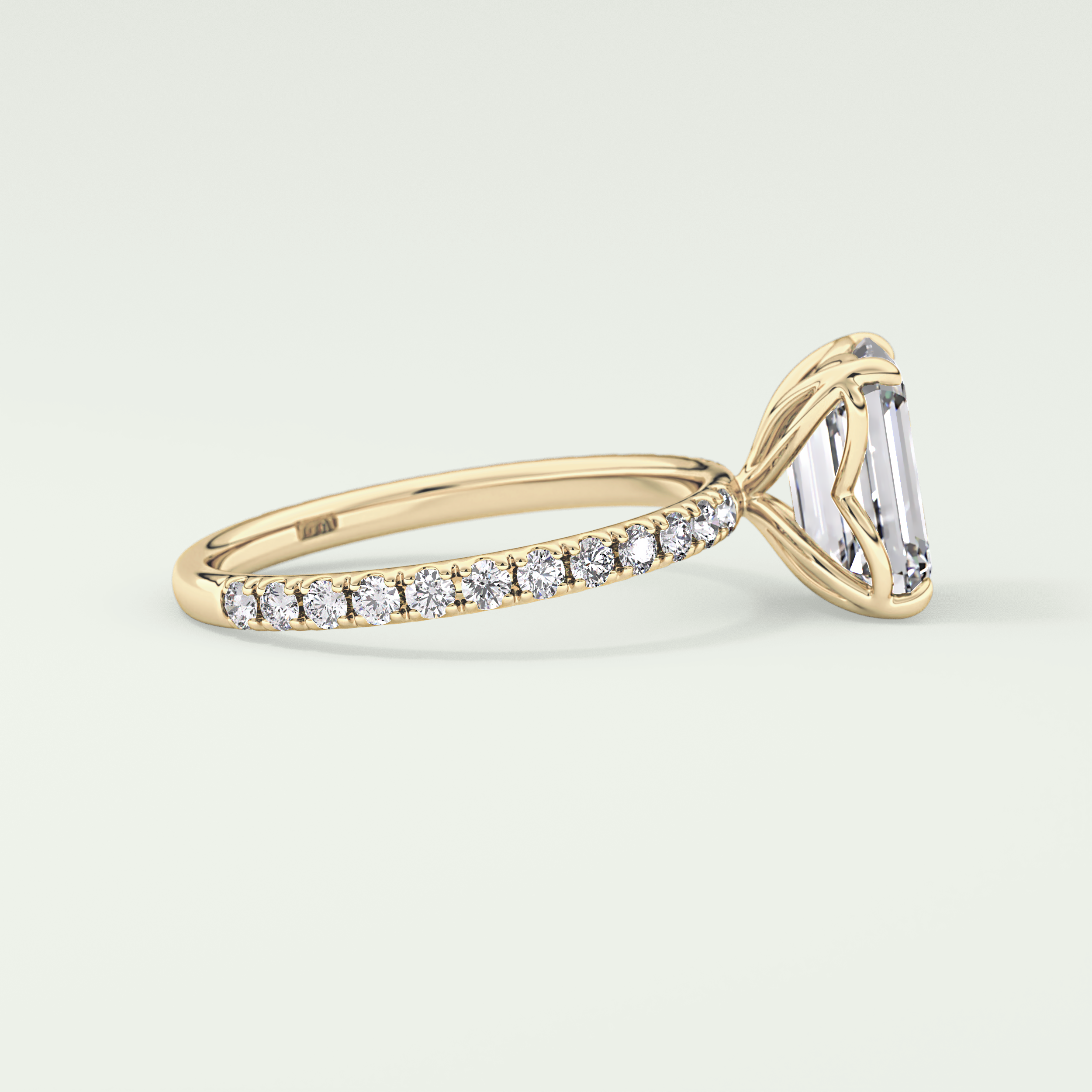 1.75 CT Emerald Cut Pave Lab-Grown Diamond Engagement Ring 3