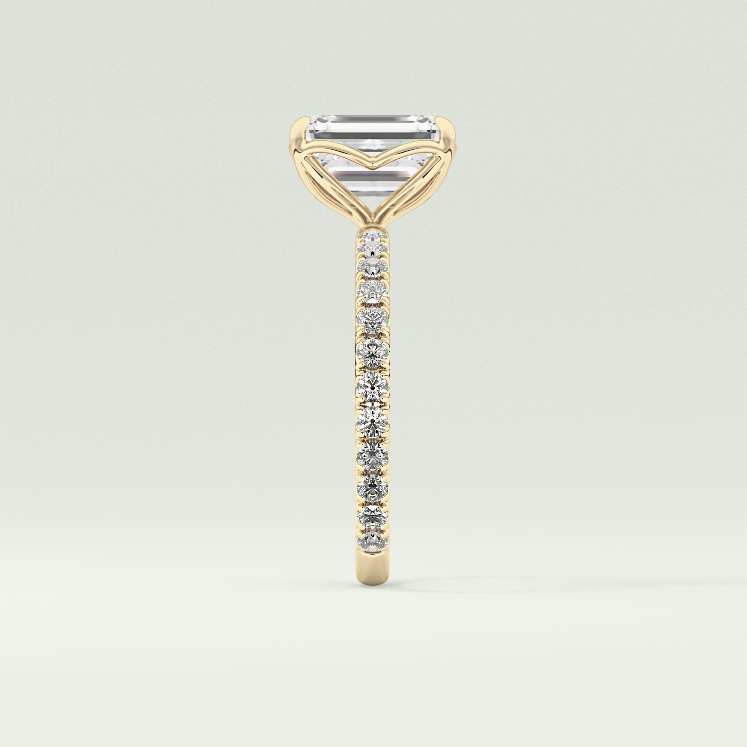 1.75 CT Emerald Cut Pave Lab-Grown Diamond Engagement Ring 4