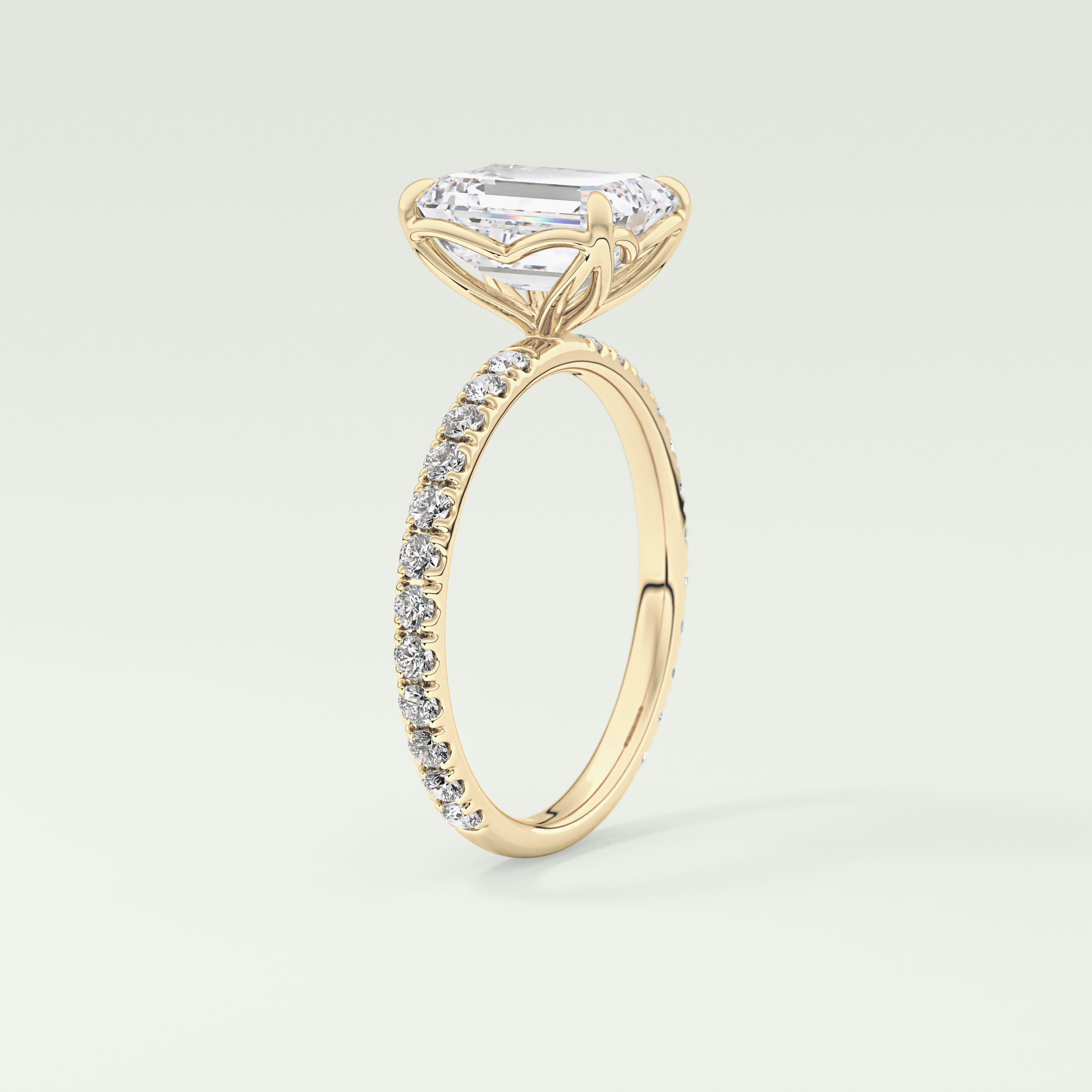 1.75 CT Emerald Cut Pave Lab-Grown Diamond Engagement Ring 5