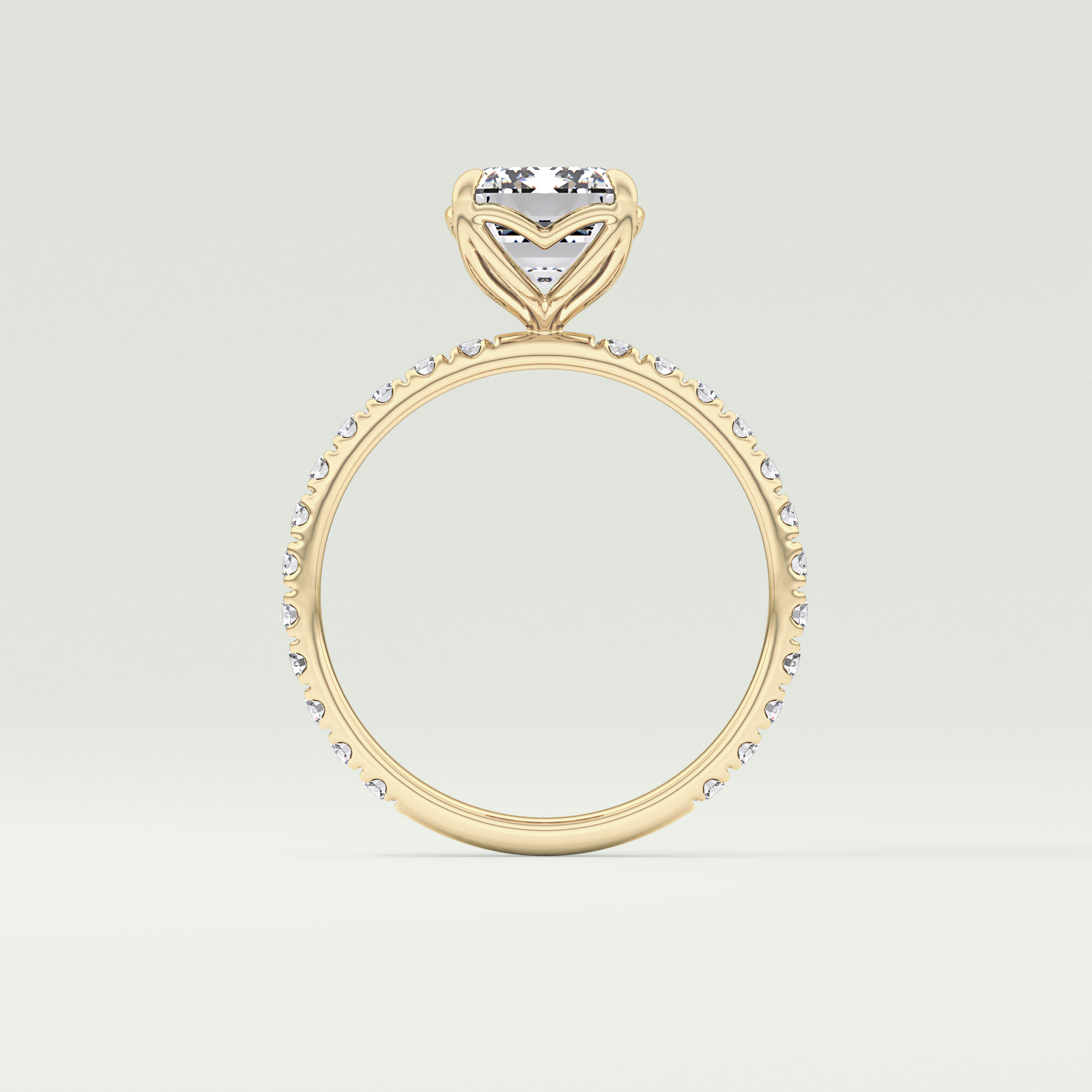 1.75 CT Emerald Cut Pave Lab-Grown Diamond Engagement Ring 6