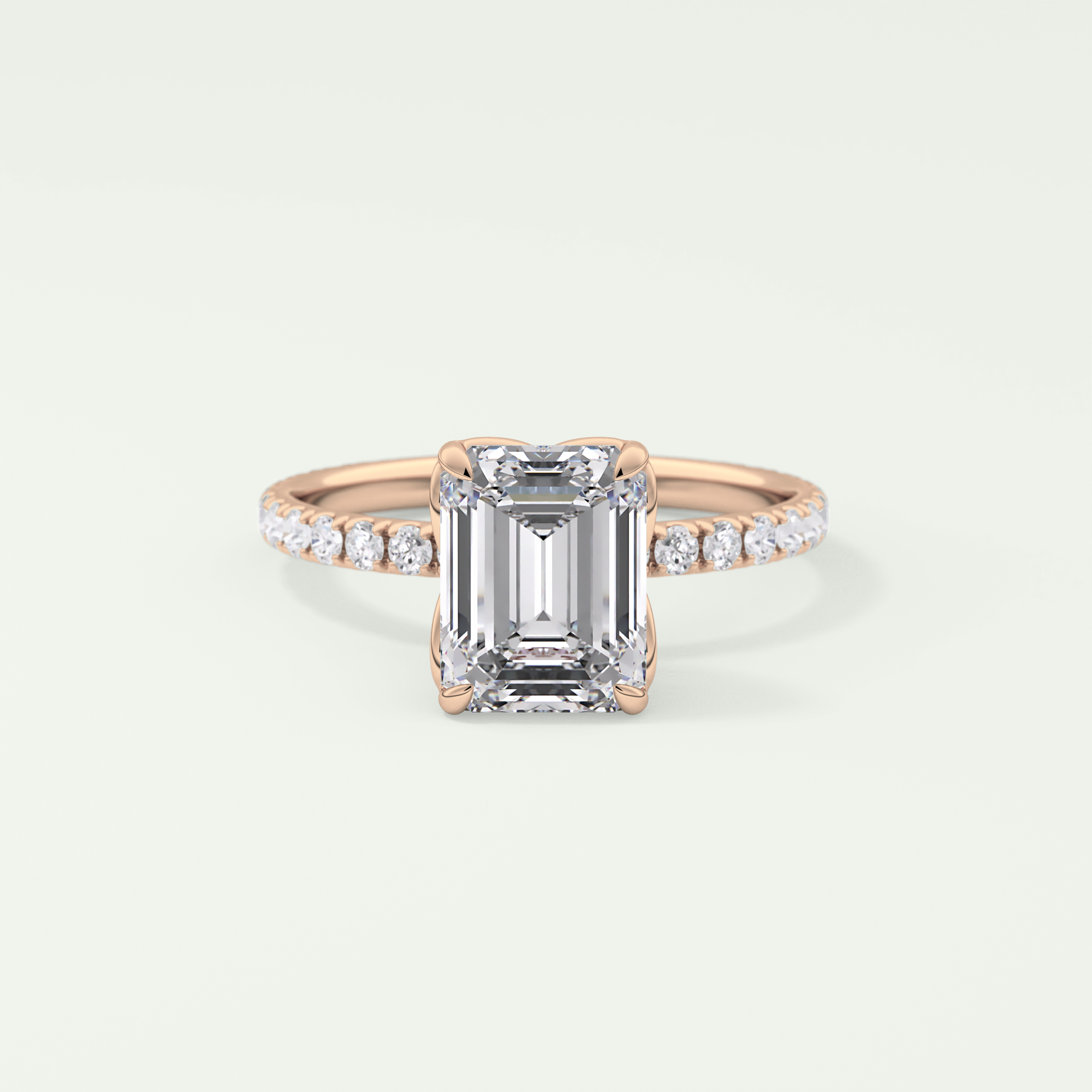 1.75 CT Emerald Cut Pave Lab-Grown Diamond Engagement Ring 7