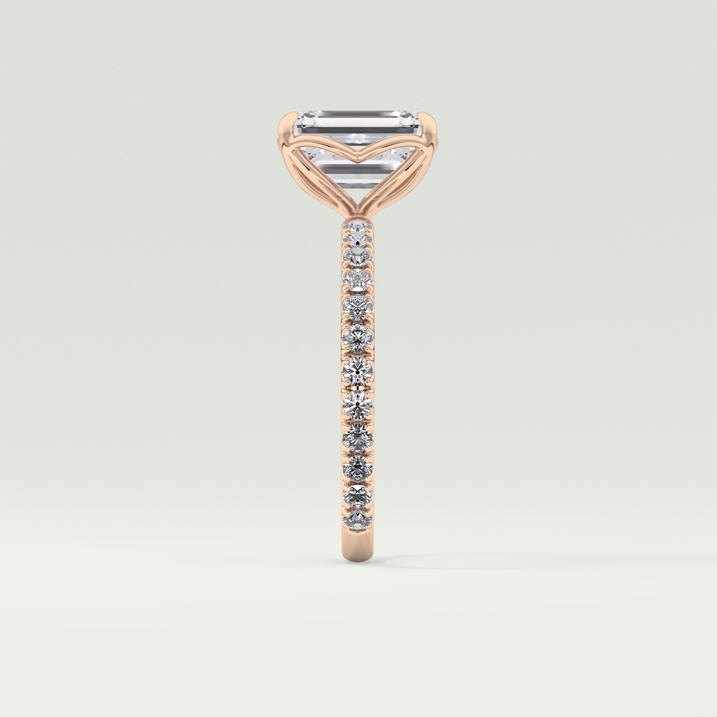 1.75 CT Emerald Cut Pave Lab-Grown Diamond Engagement Ring 10