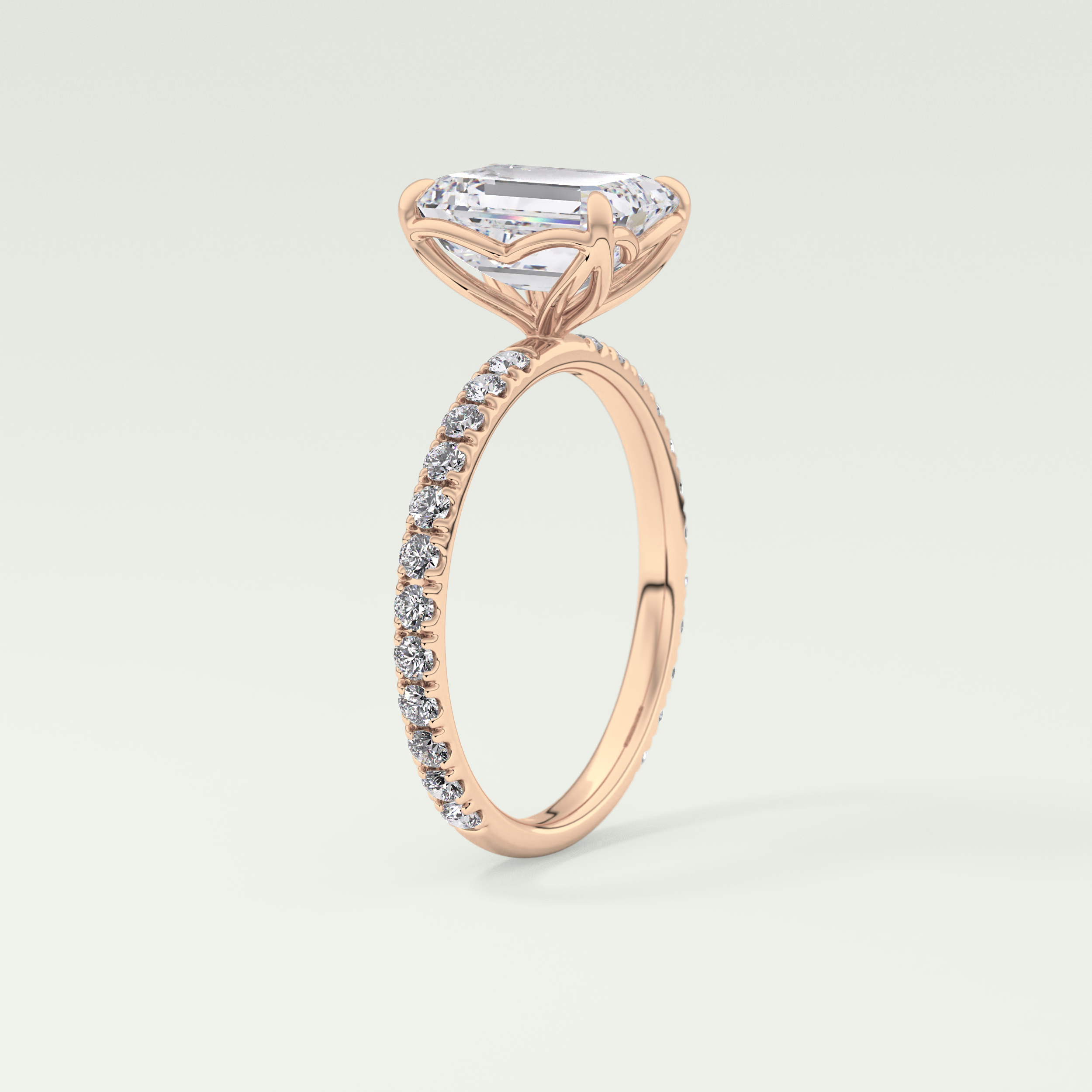 1.75 CT Emerald Cut Pave Lab-Grown Diamond Engagement Ring 11