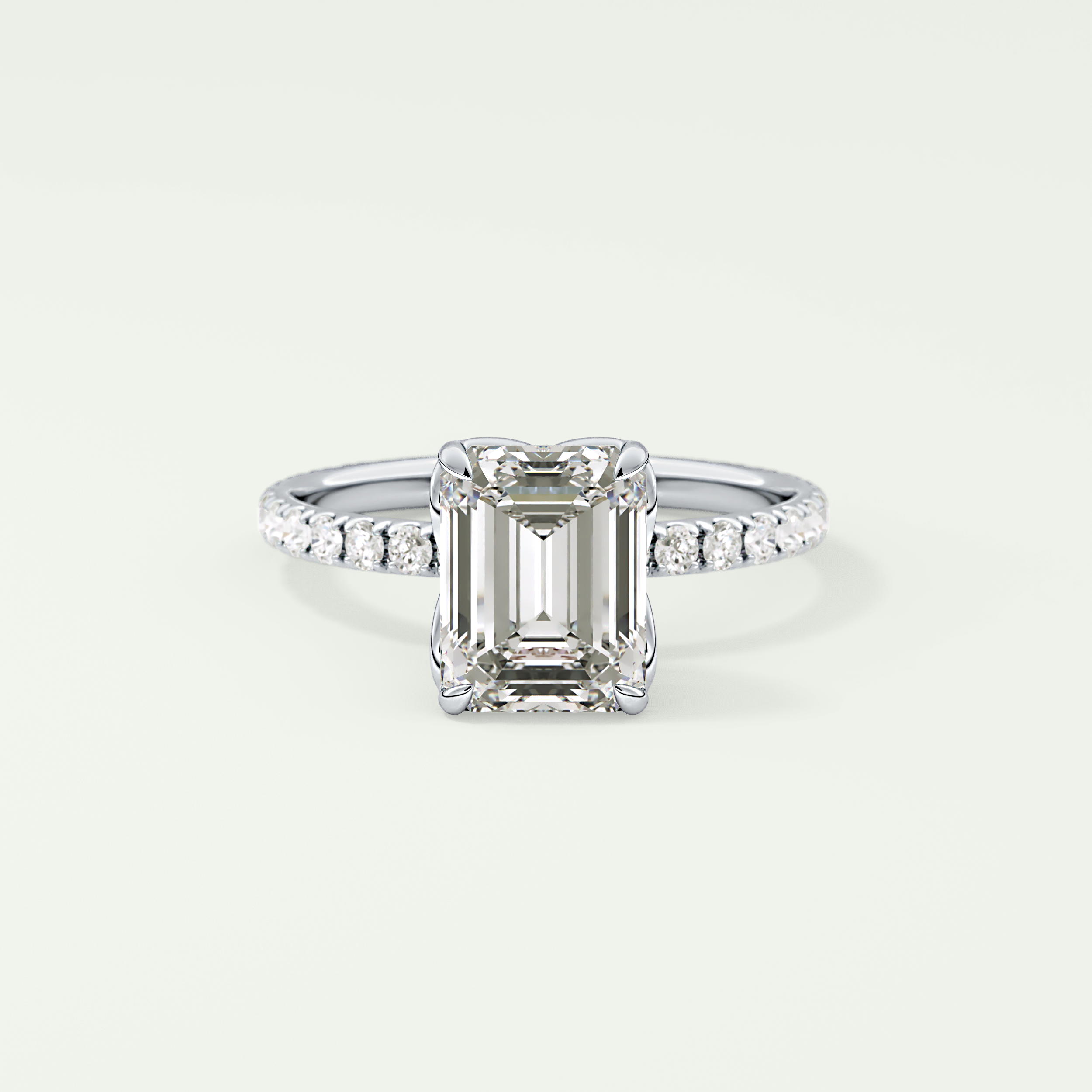 1.75 CT Emerald Cut Pave Lab-Grown Diamond Engagement Ring 13