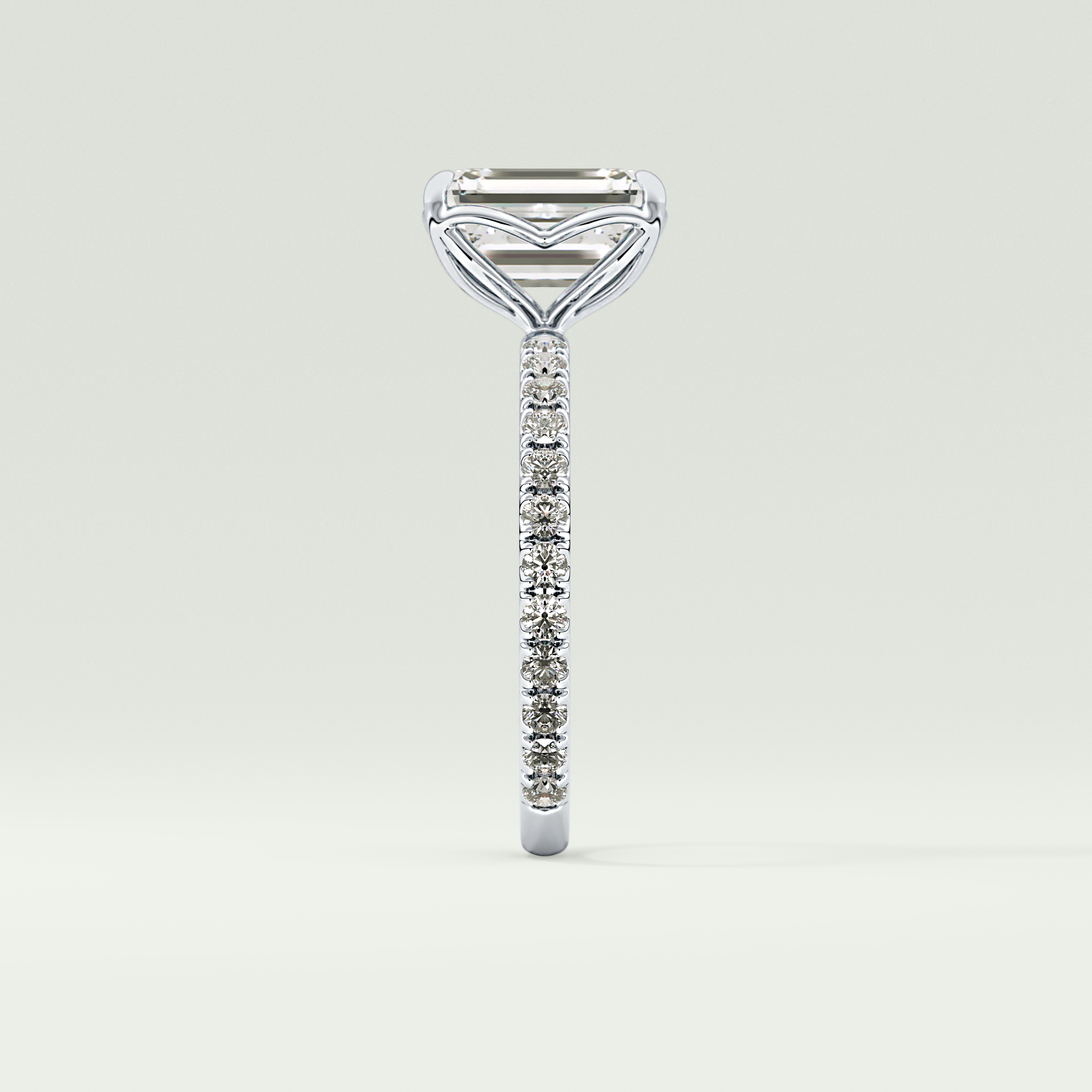 1.75 CT Emerald Cut Pave Lab-Grown Diamond Engagement Ring 16