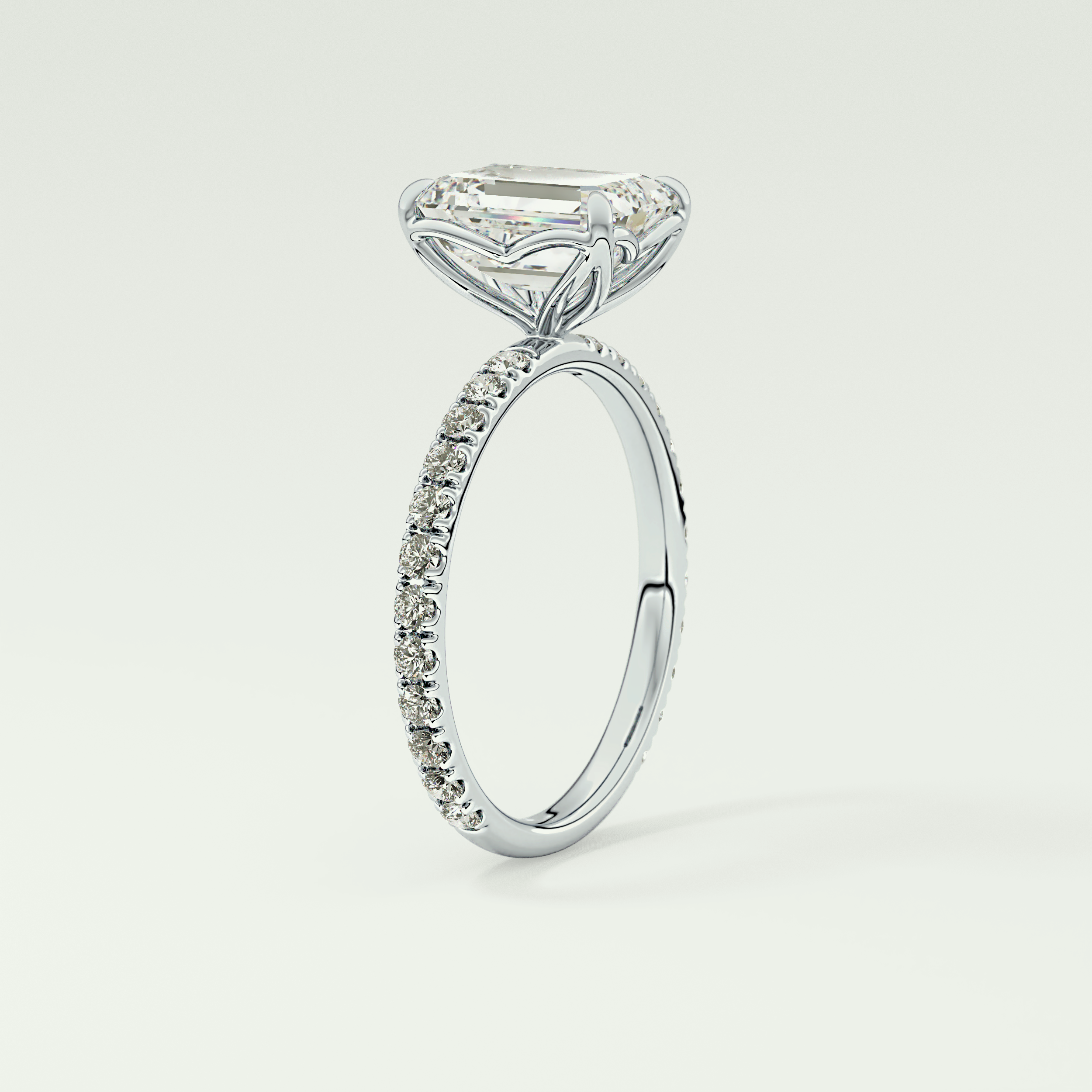 1.75 CT Emerald Cut Pave Lab-Grown Diamond Engagement Ring 17