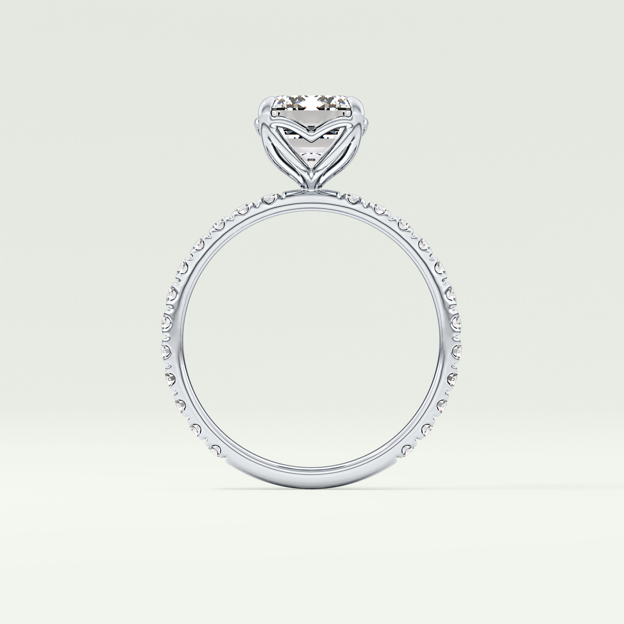 1.75 CT Emerald Cut Pave Lab-Grown Diamond Engagement Ring 18