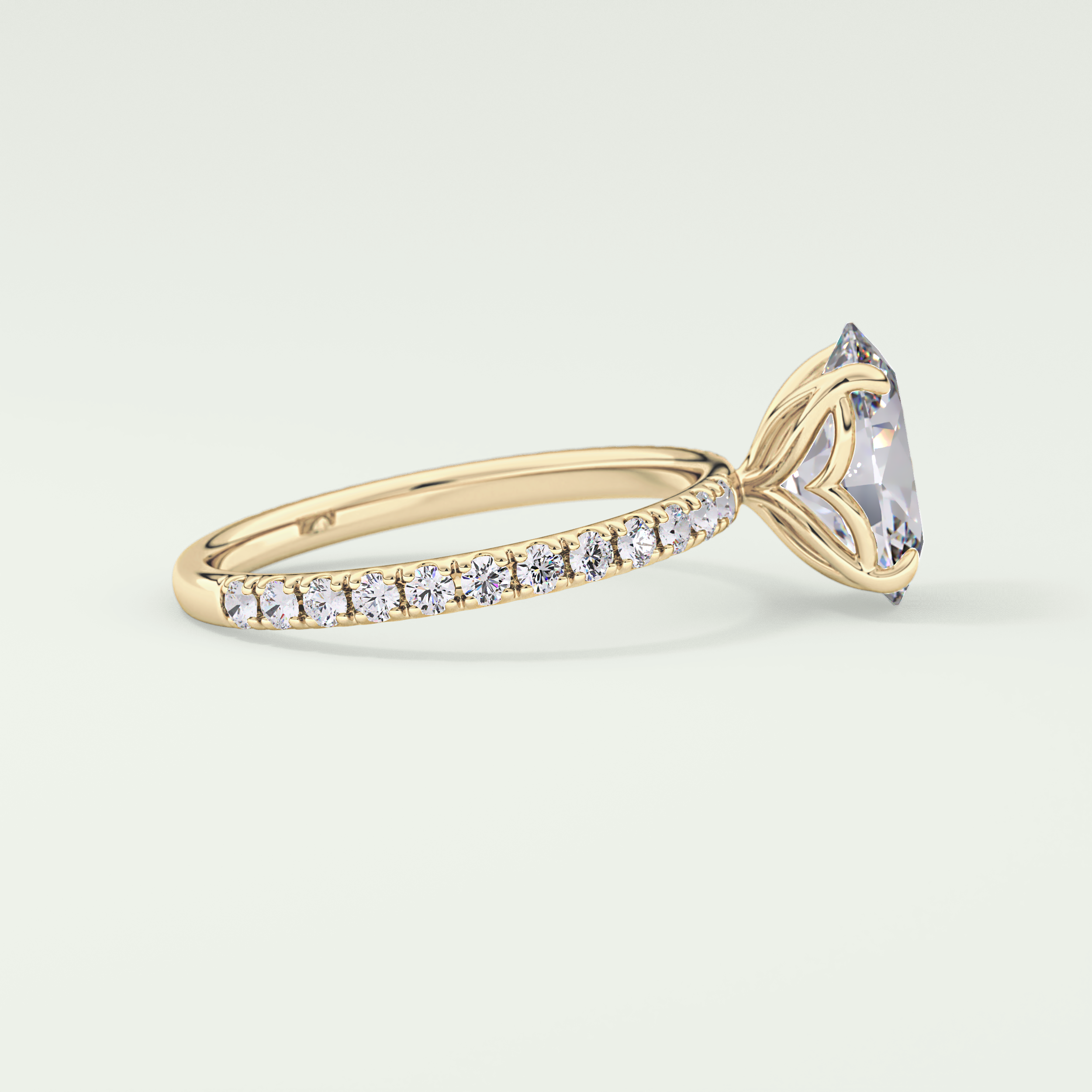 1.5 CT Oval Cut Pave Lab-Grown Diamond Engagement Ring 3