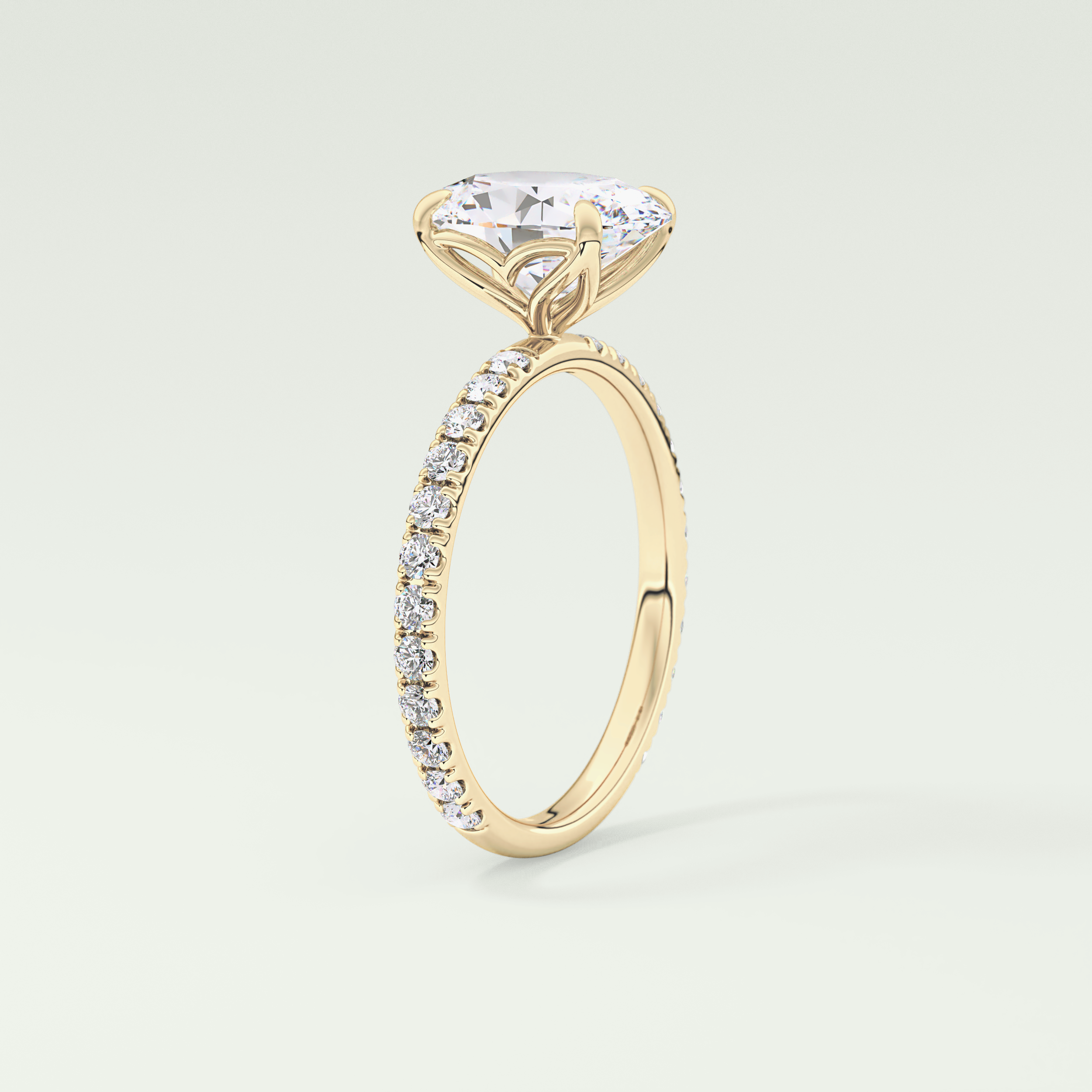 1.5 CT Oval Cut Pave Lab-Grown Diamond Engagement Ring 5