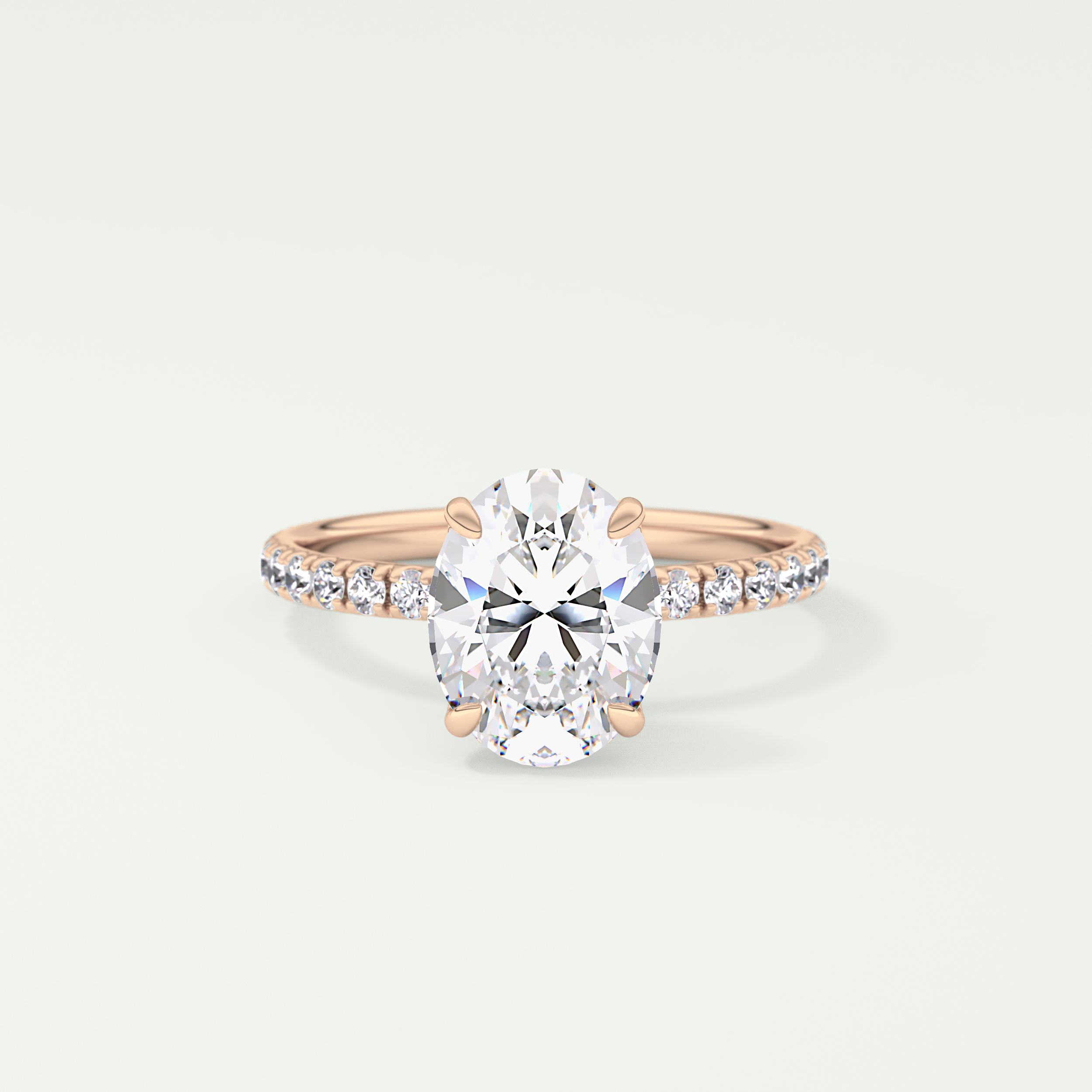 1.5 CT Oval Cut Pave Lab-Grown Diamond Engagement Ring 7