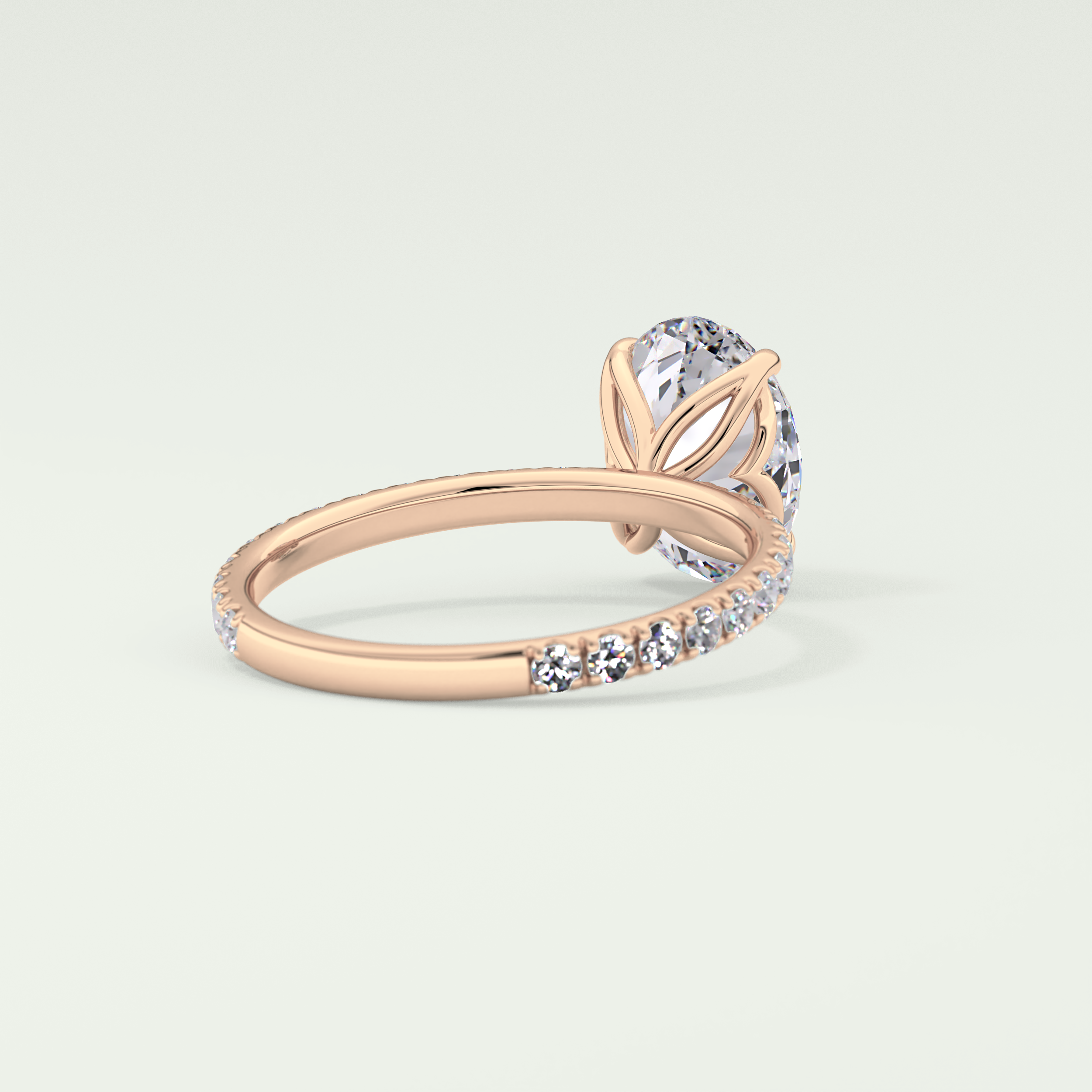 1.5 CT Oval Cut Pave Lab-Grown Diamond Engagement Ring 8