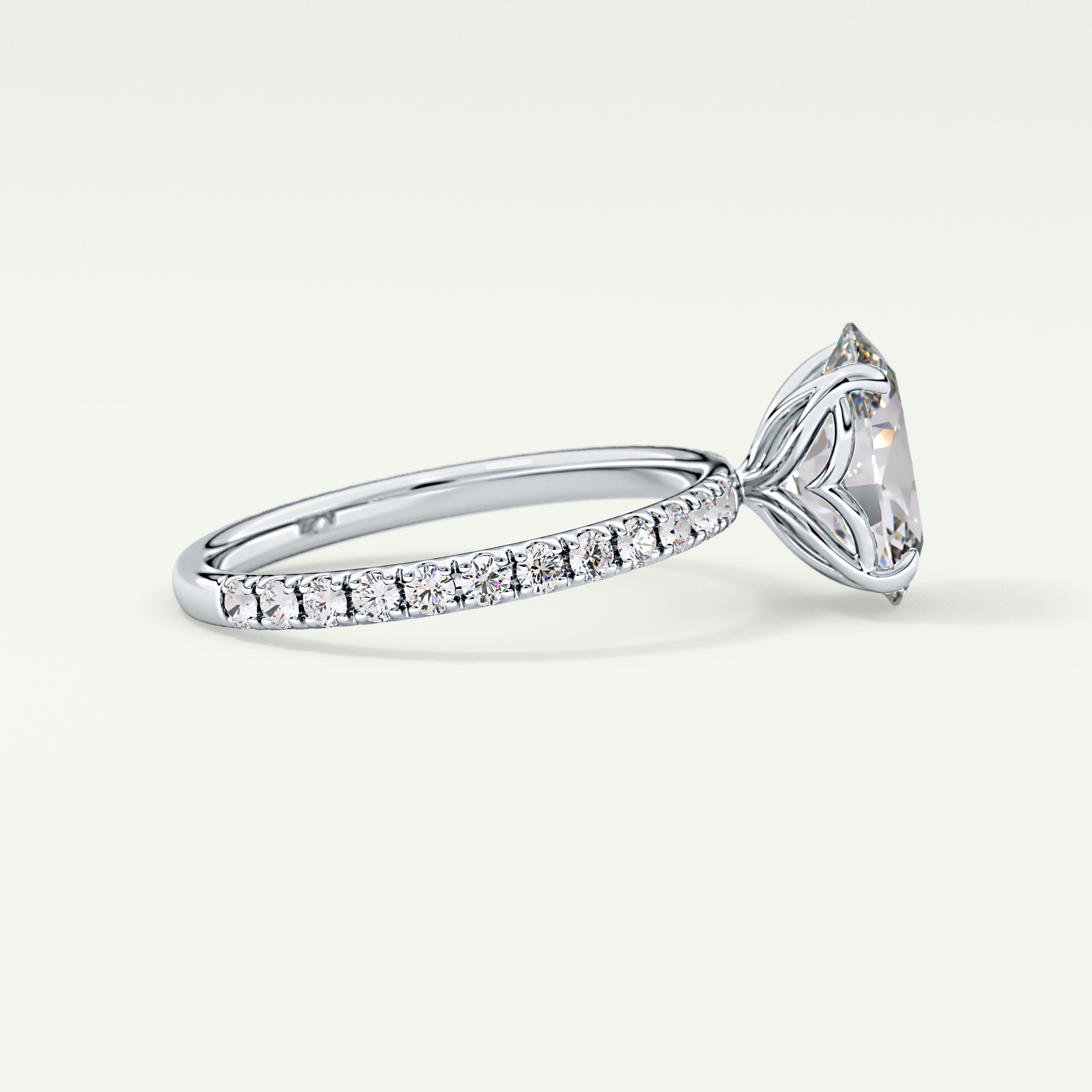 1.5 CT Oval Cut Pave Lab-Grown Diamond Engagement Ring 15