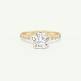2.0 CT Cushion Cut Pave Lab-Grown Diamond Engagement Ring