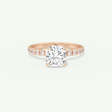 2.0 CT Cushion Cut Pave Lab-Grown Diamond Engagement Ring