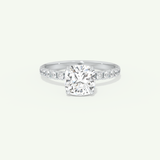 2.0 CT Cushion Cut Pave Lab-Grown Diamond Engagement Ring