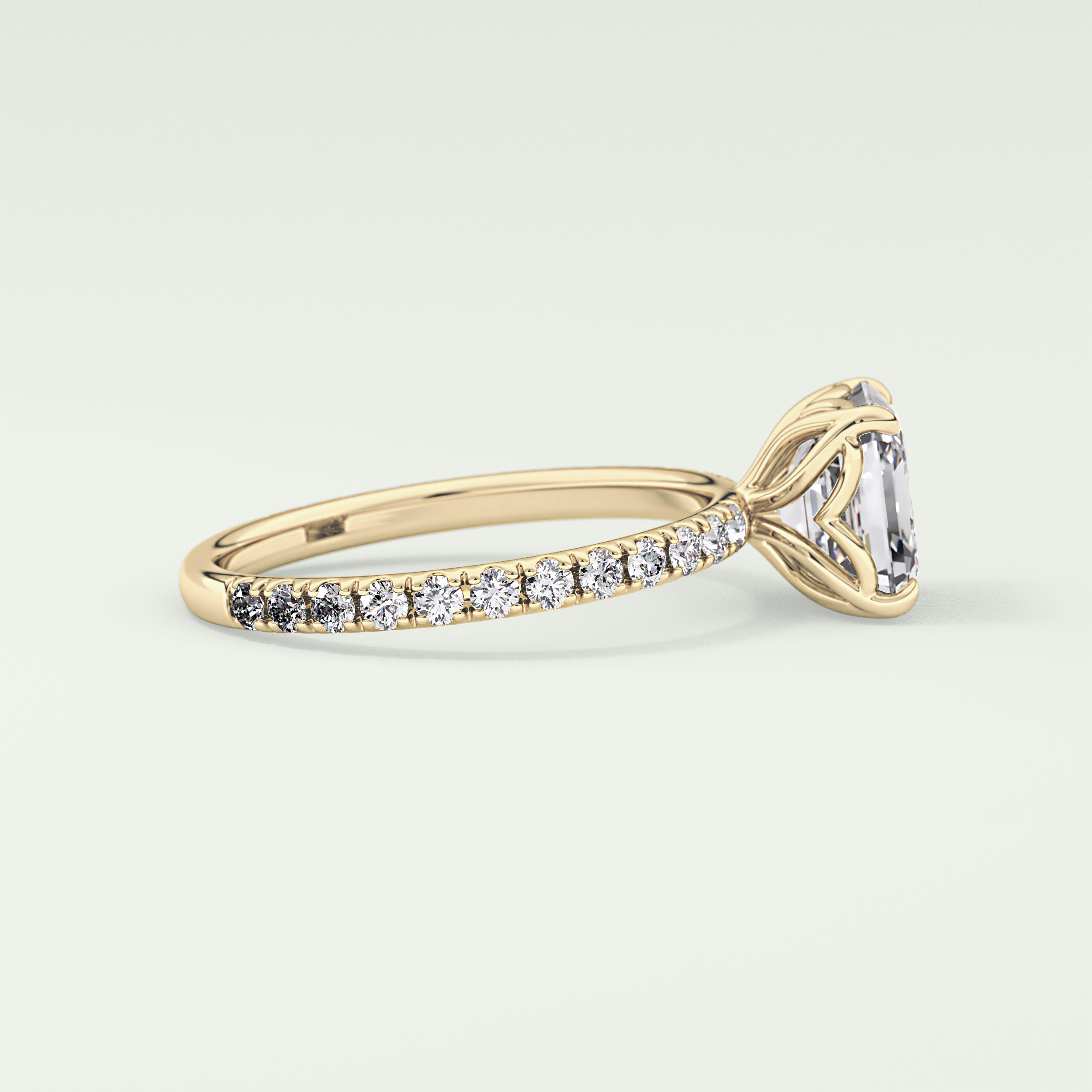 2.0 CT Asscher Cut Pave Lab-Grown Diamond Engagement Ring 3