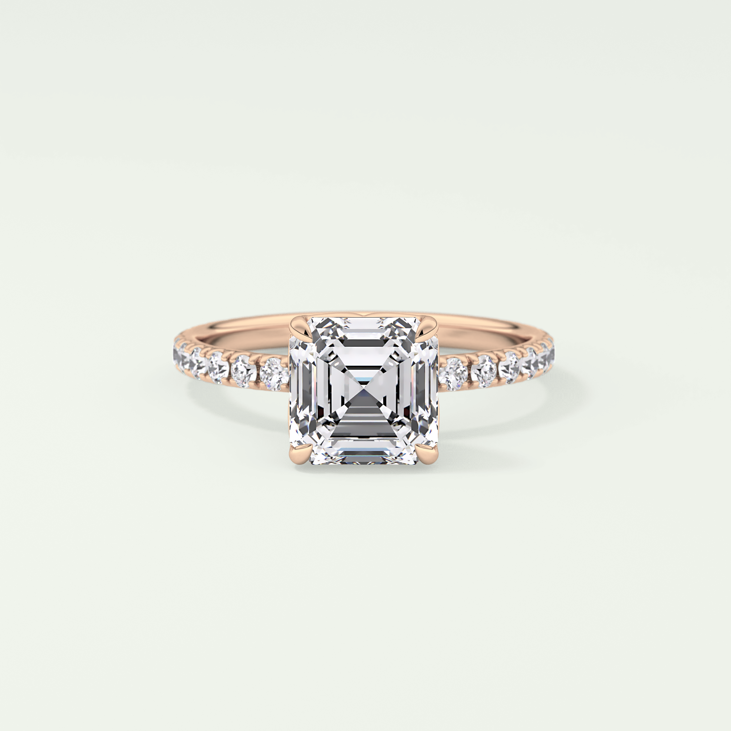 2.0 CT Asscher Cut Pave Lab-Grown Diamond Engagement Ring 7
