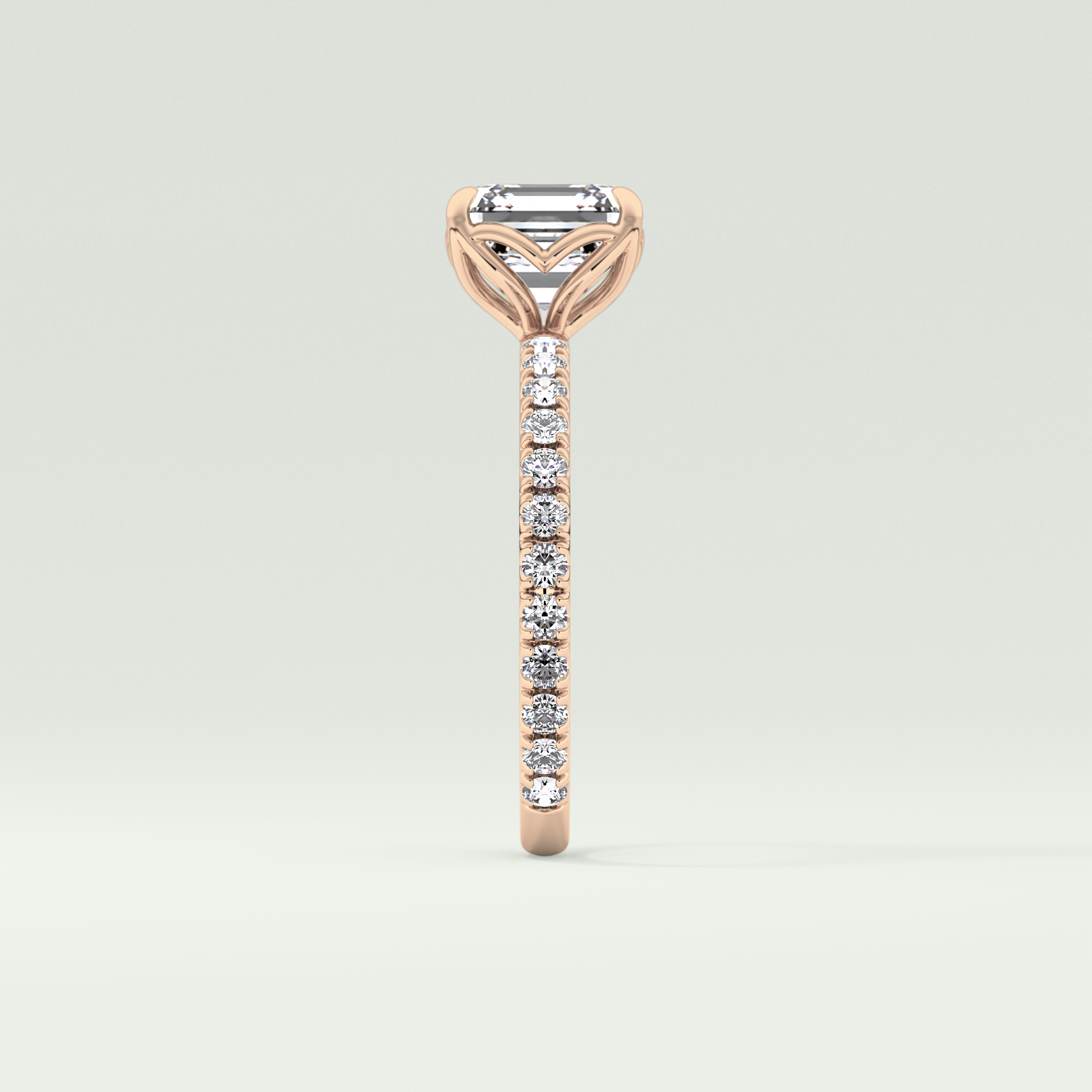 1.5 CT Asscher Cut Pave Moissanite Engagement Ring