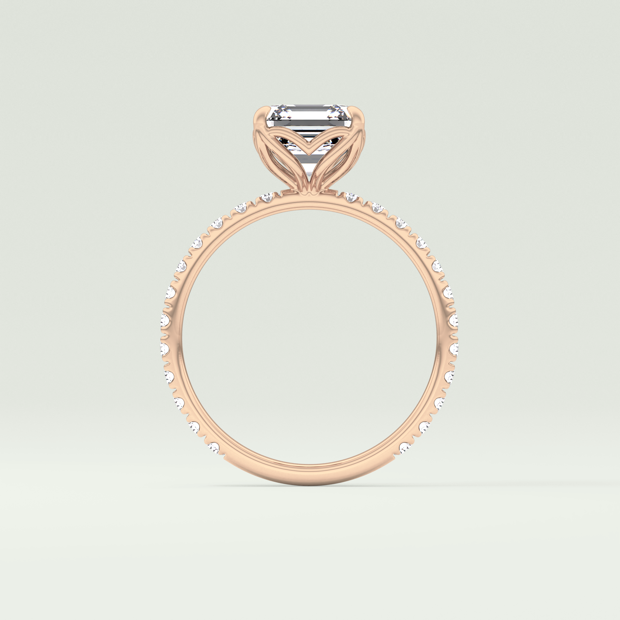 2.0 CT Asscher Cut Pave Lab-Grown Diamond Engagement Ring 12