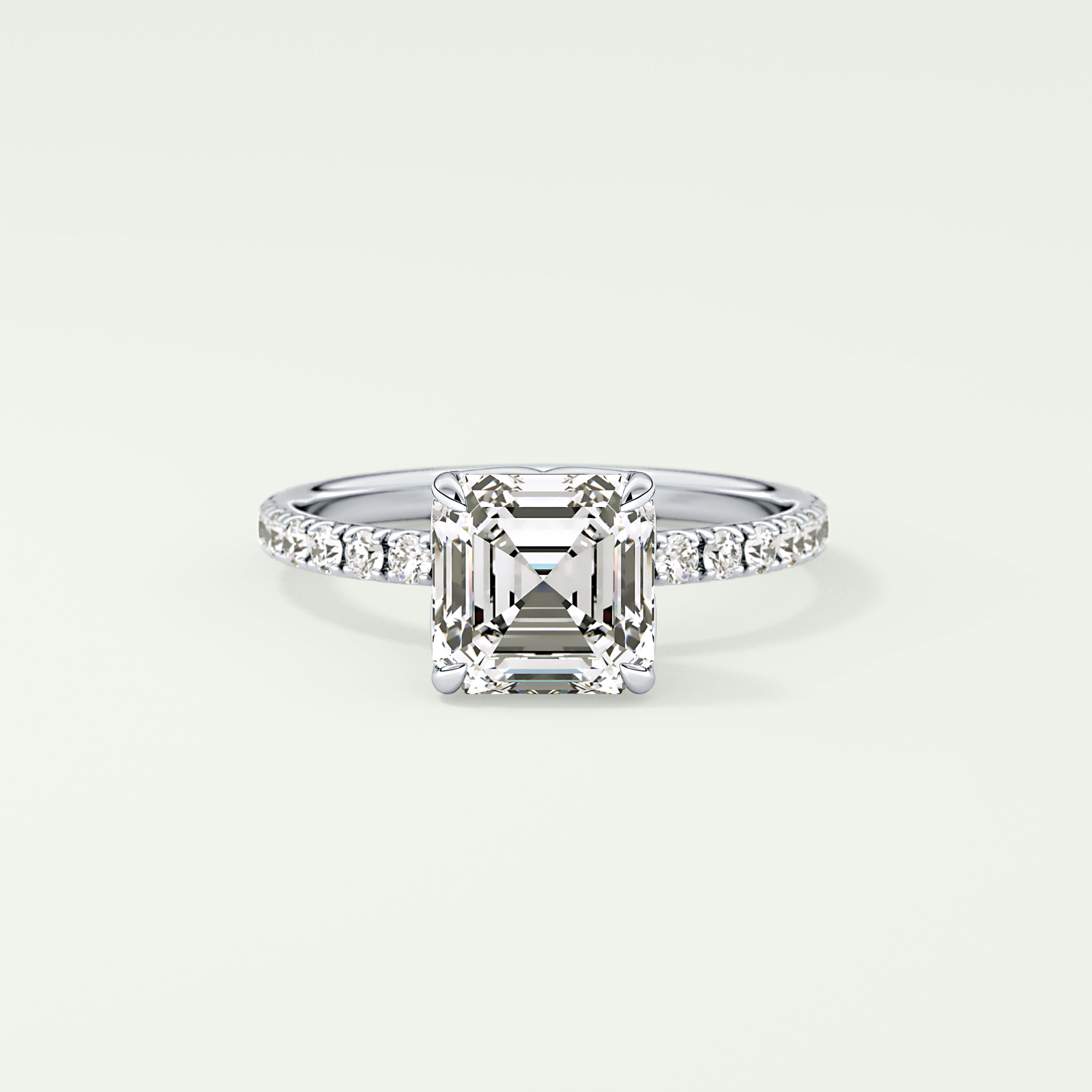 2.0 CT Asscher Cut Pave Lab-Grown Diamond Engagement Ring 13