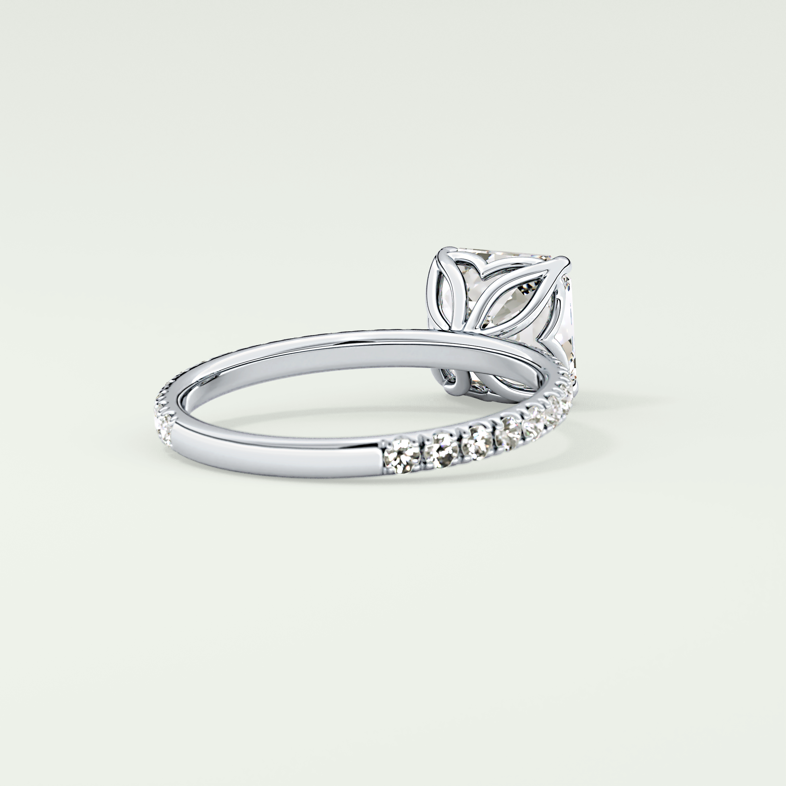2.0 CT Asscher Cut Pave Lab-Grown Diamond Engagement Ring 14