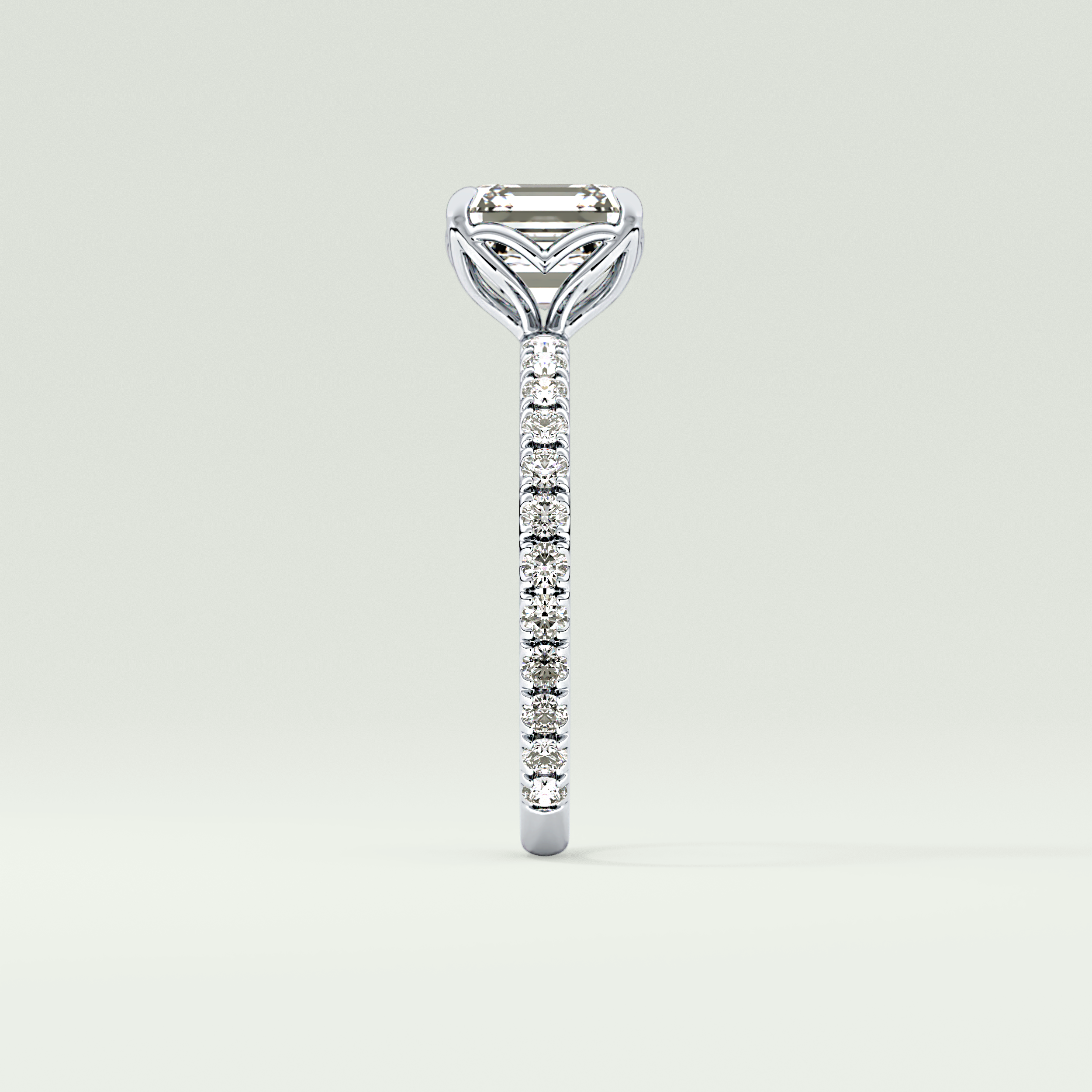 2.0 CT Asscher Cut Pave Lab-Grown Diamond Engagement Ring 16