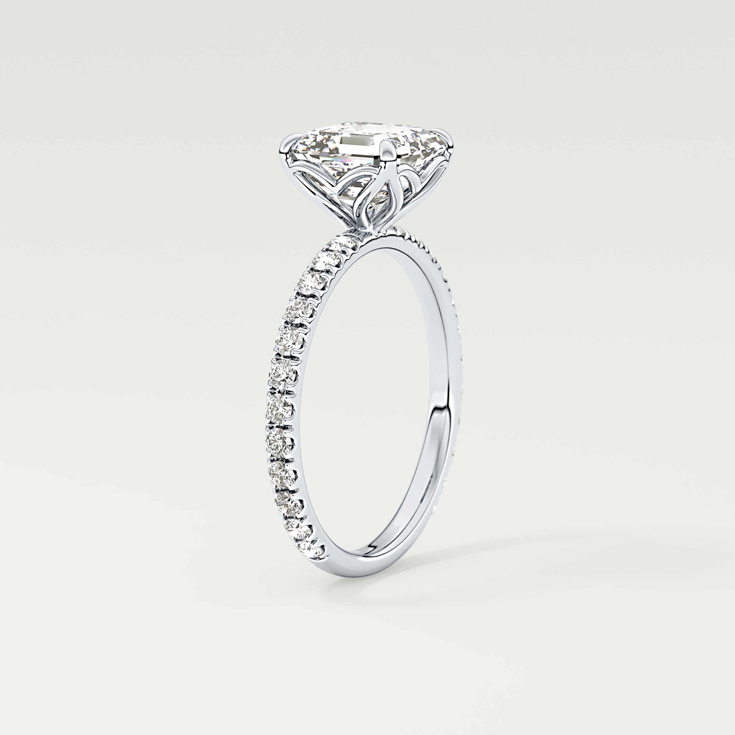 2.0 CT Asscher Cut Pave Lab-Grown Diamond Engagement Ring 17