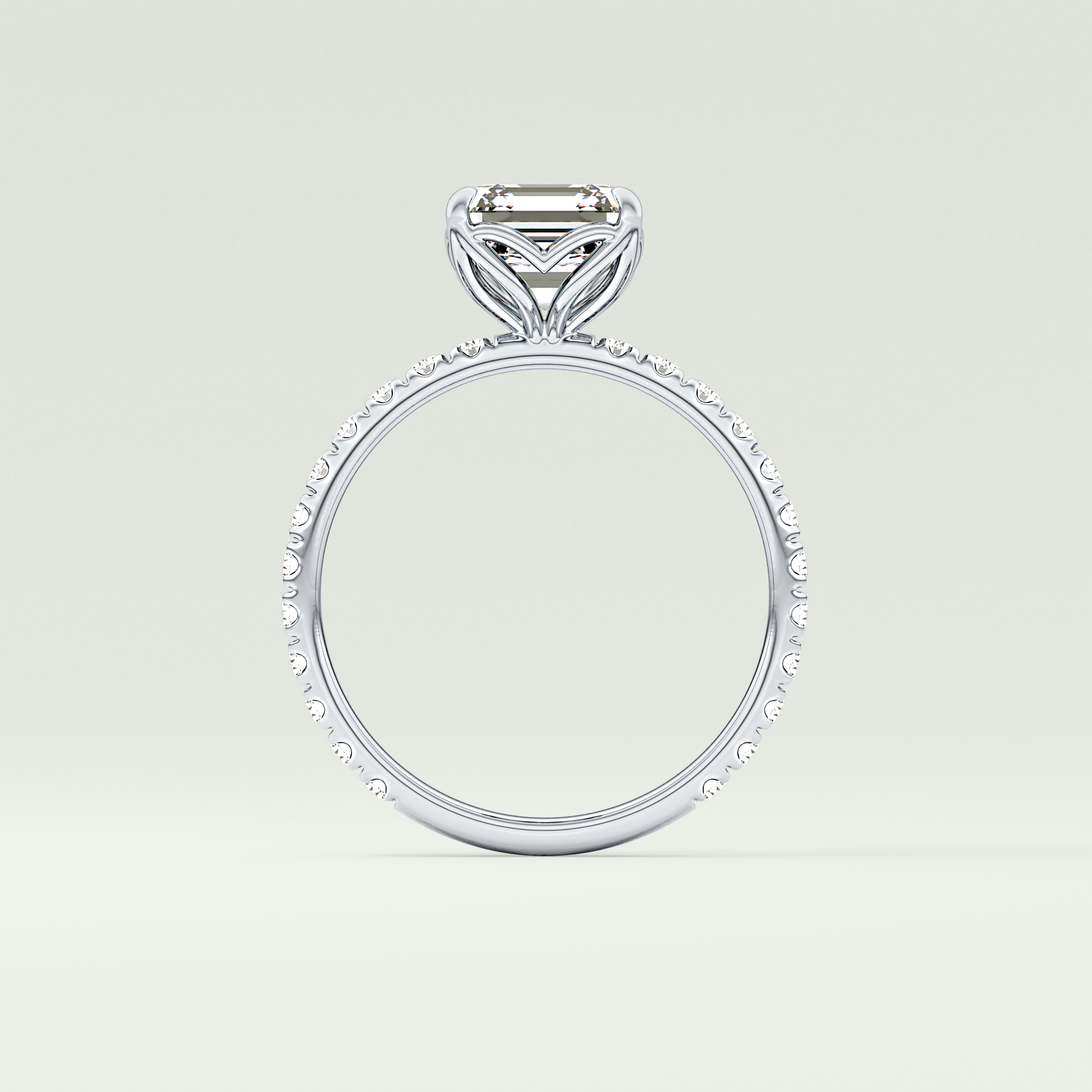 2.0 CT Asscher Cut Pave Lab-Grown Diamond Engagement Ring 18