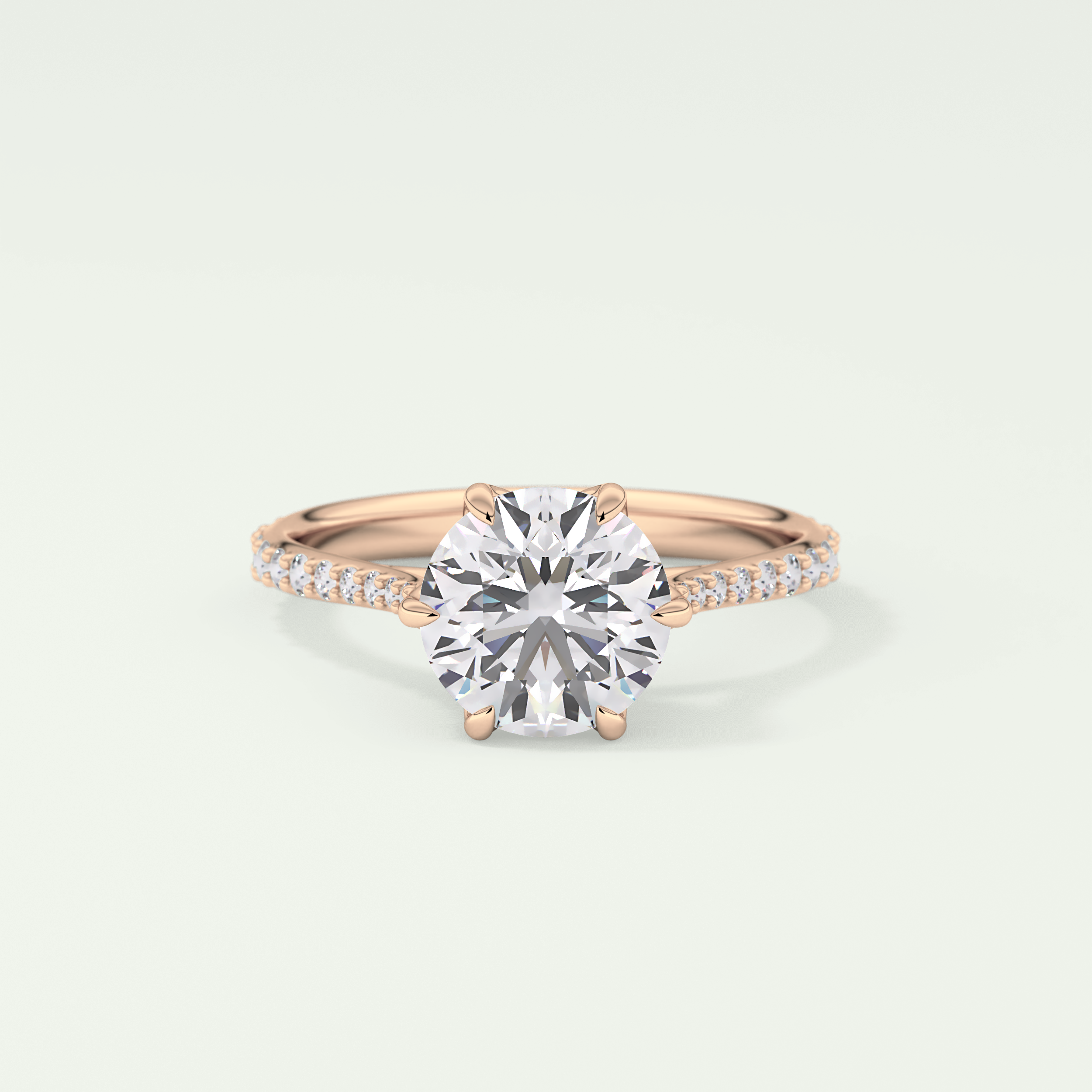 2.0 CT Round Cut Pave Style Lab-Grown Diamond Engagement Ring 7