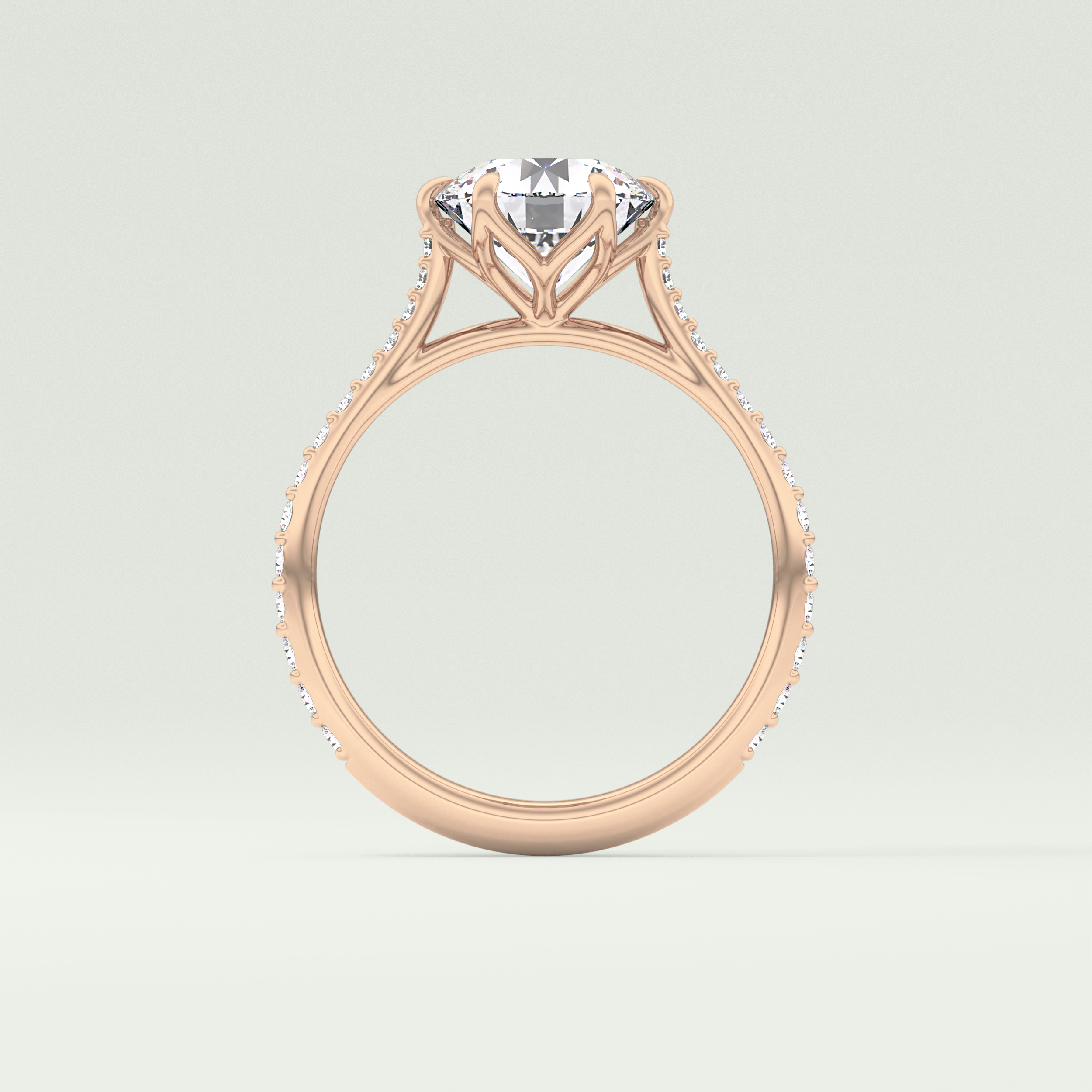 2.0 CT Round Cut Pave Style Lab-Grown Diamond Engagement Ring 12