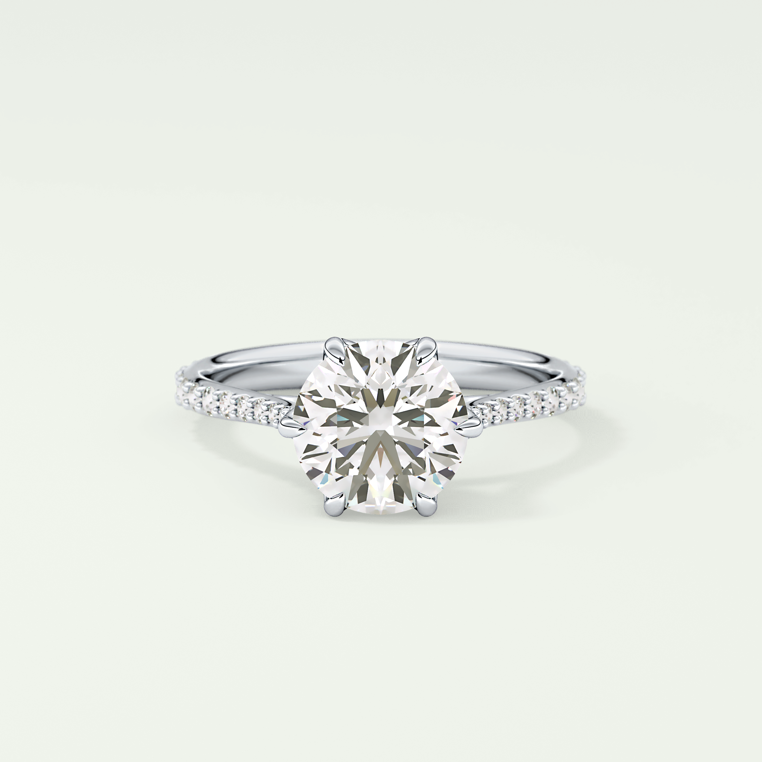 2.0 CT Round Cut Pave Style Lab-Grown Diamond Engagement Ring 13