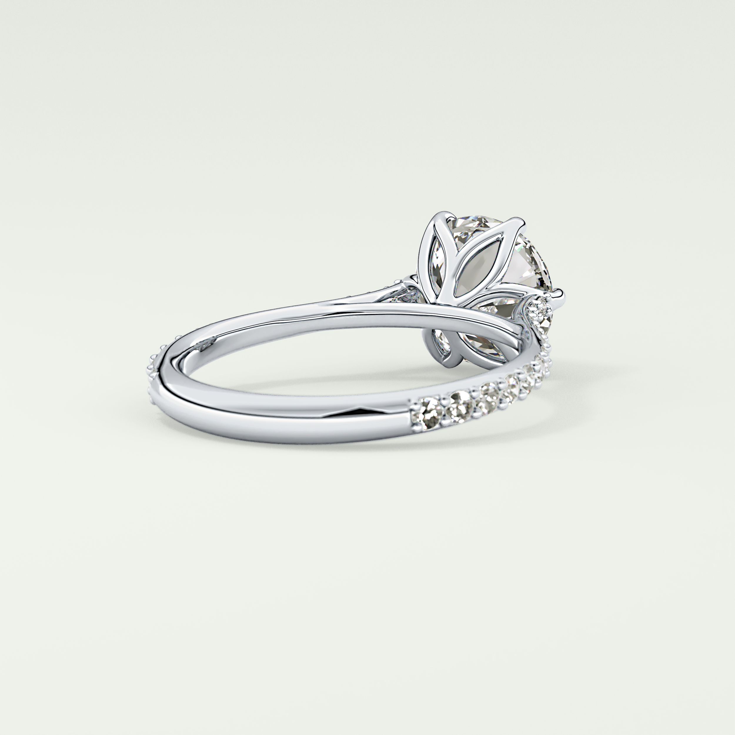 2.0 CT Round Cut Pave Style Lab-Grown Diamond Engagement Ring 14
