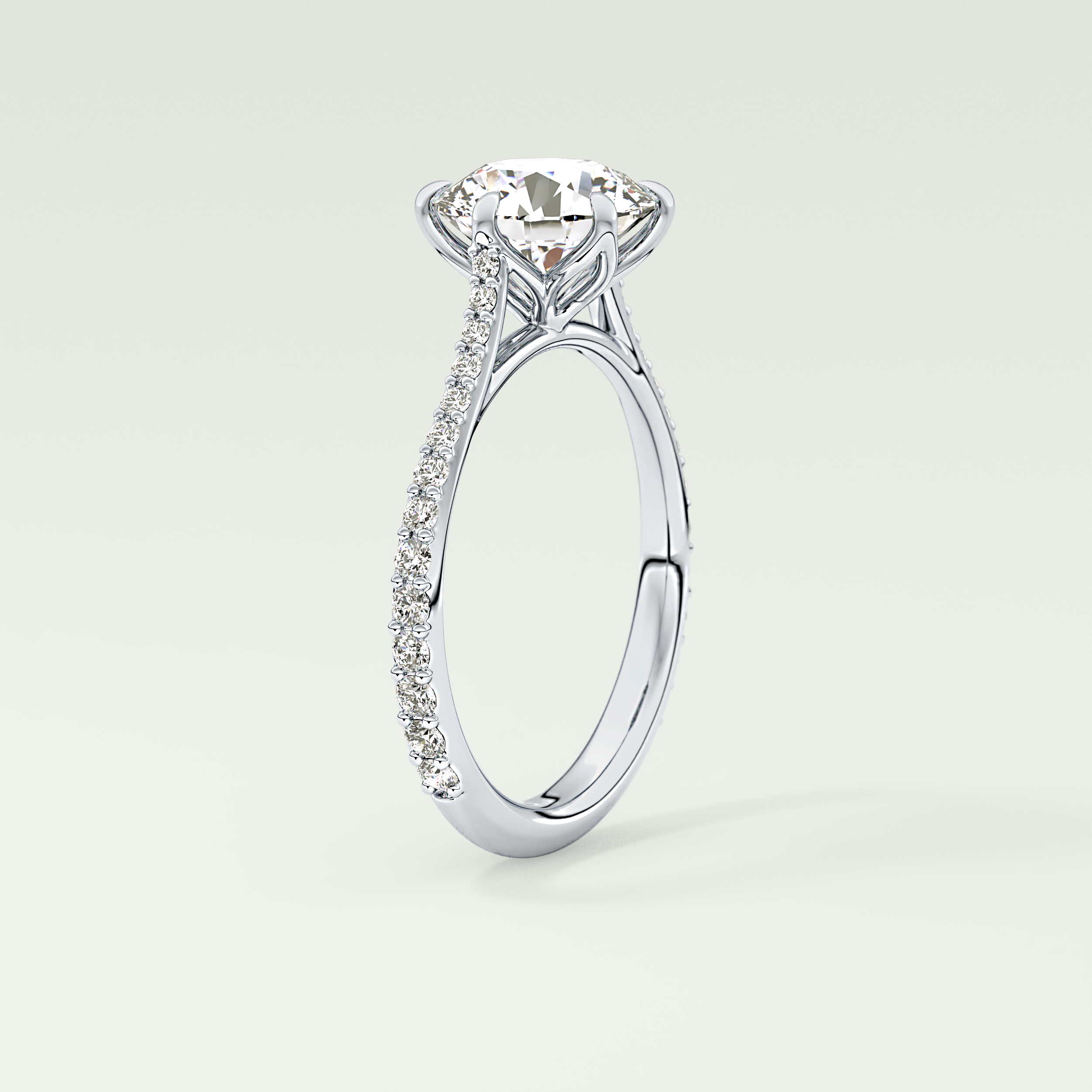2.0 CT Round Cut Pave Style Lab-Grown Diamond Engagement Ring 17