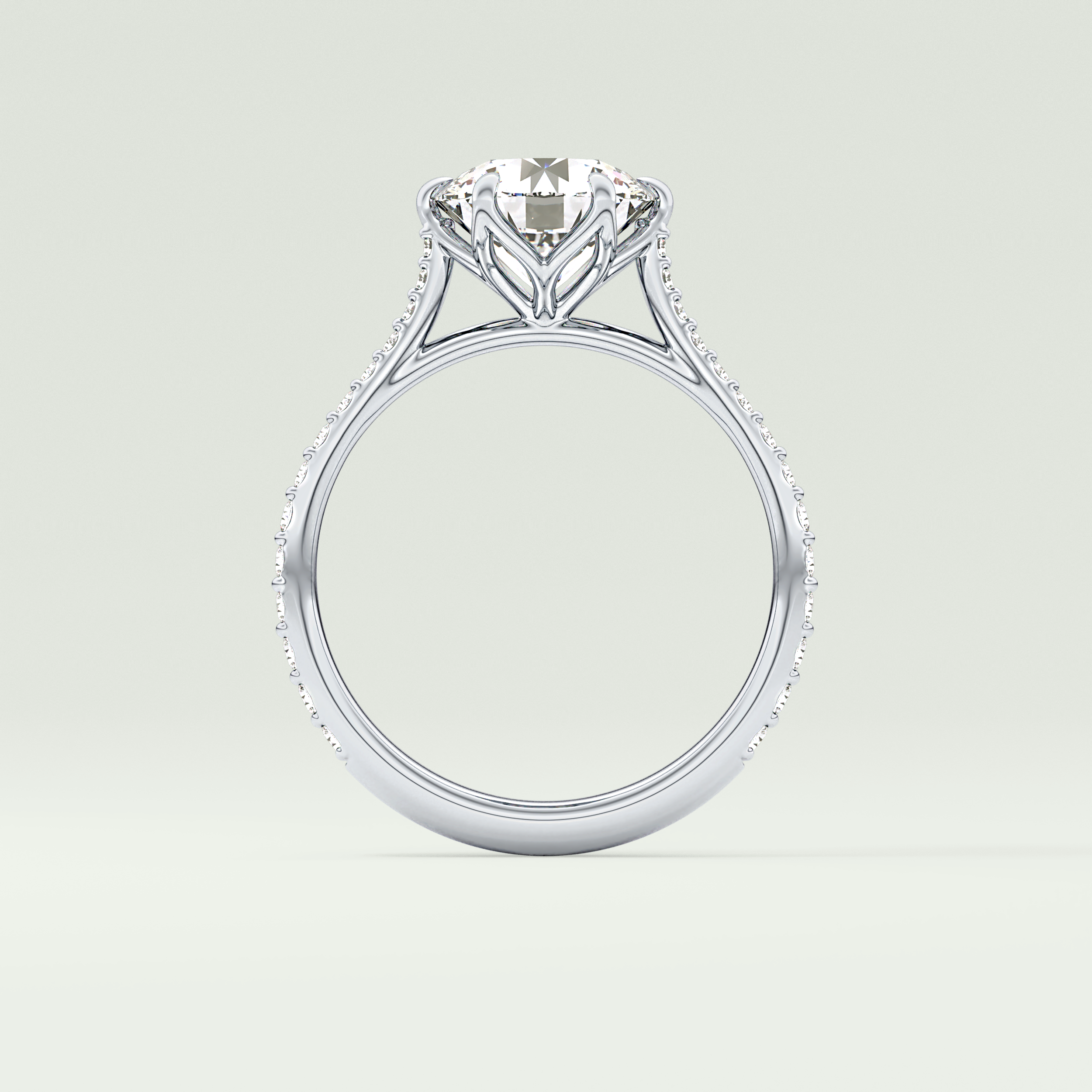 2.0 CT Round Cut Pave Style Lab-Grown Diamond Engagement Ring 18