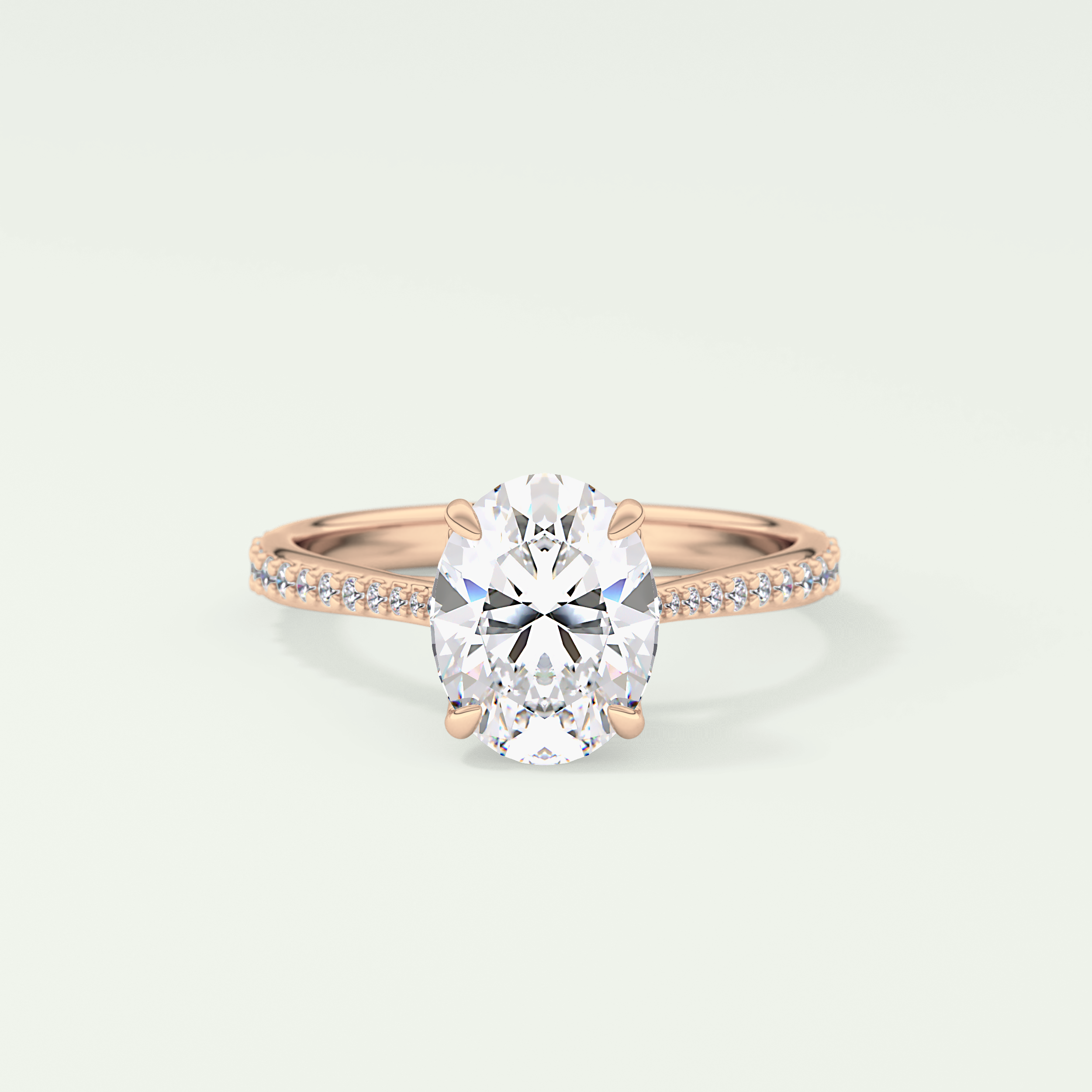 1.5 CT Oval Cut Pave Style Lab-Grown Diamond Engagement Ring 7